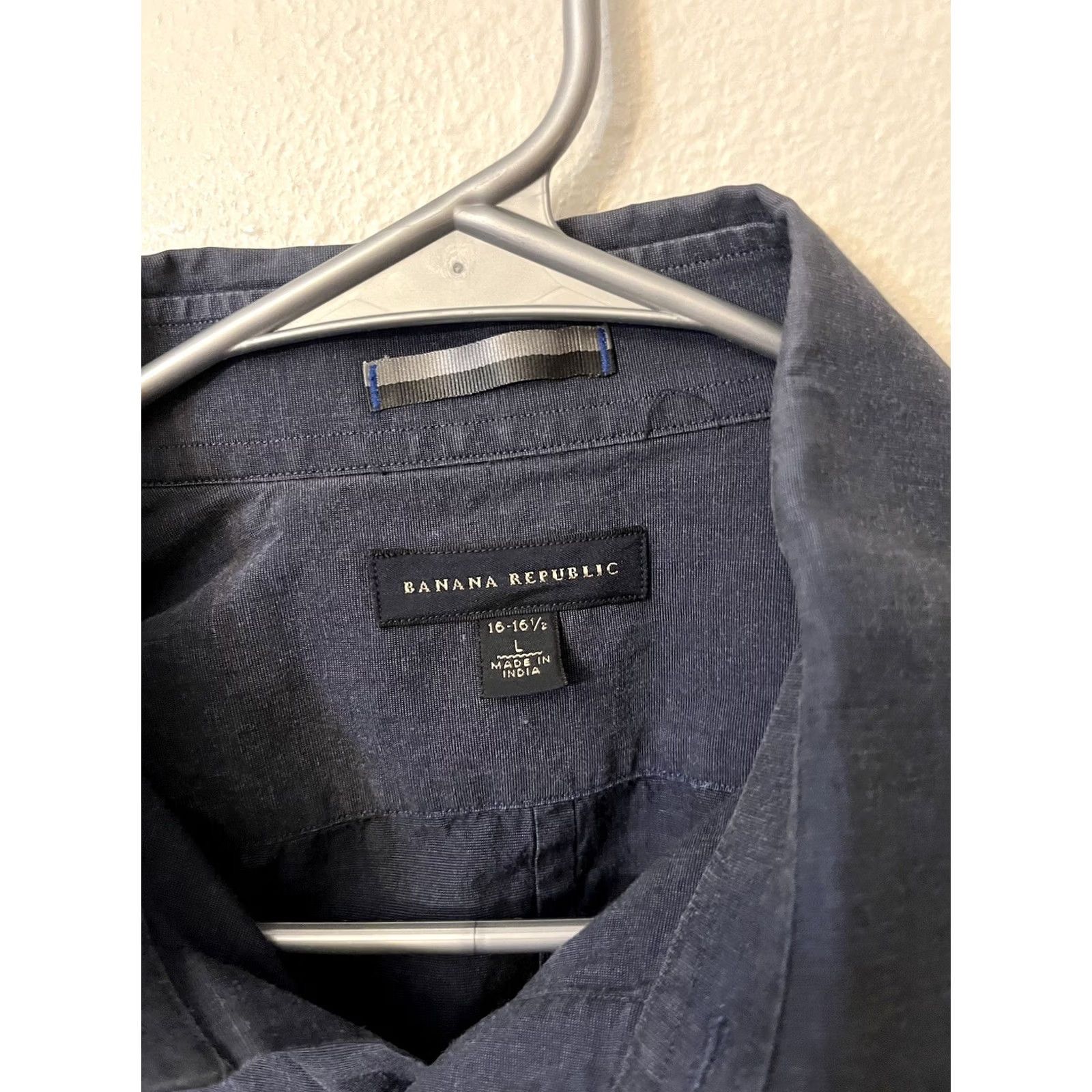 Banana Republic Banana Republic Mens Large Blue Solid Cotton Stretch Military Casual Button-Up Shirt Size US L / EU 52-54 / 3 - 2 Thumbnail