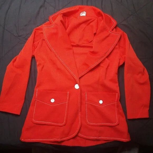 Vintage Vintage Polyester Blazer Jacket Shirt Dagger Collar Size M / US 6-8 / IT 42-44 - 2 Thumbnail