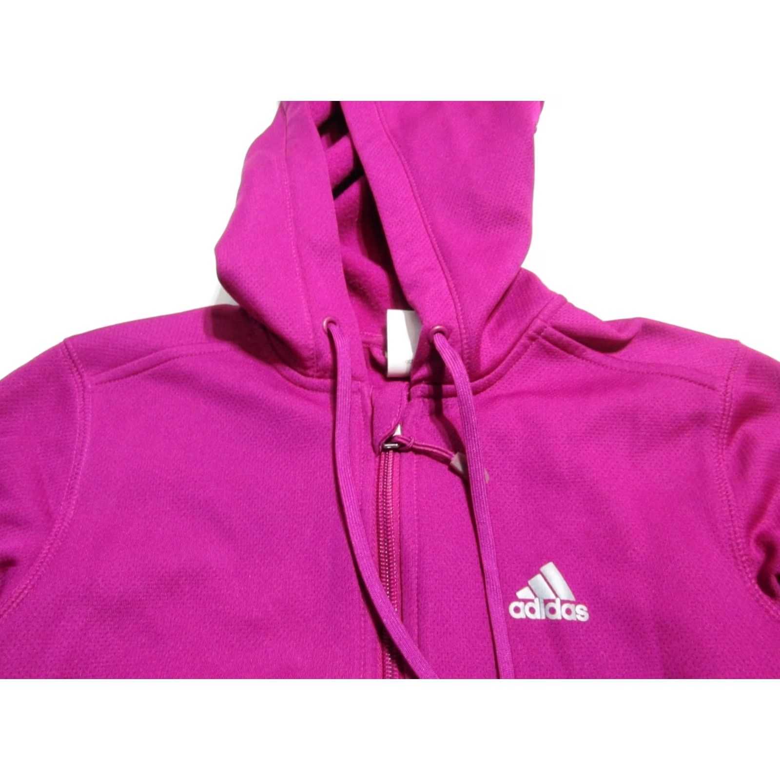 Adidas Adidas Womens Track Jacket S Hooded Fuchsia Zip Pockets Solid Style Outerwear Size S / US 4 / IT 40 - 4 Thumbnail
