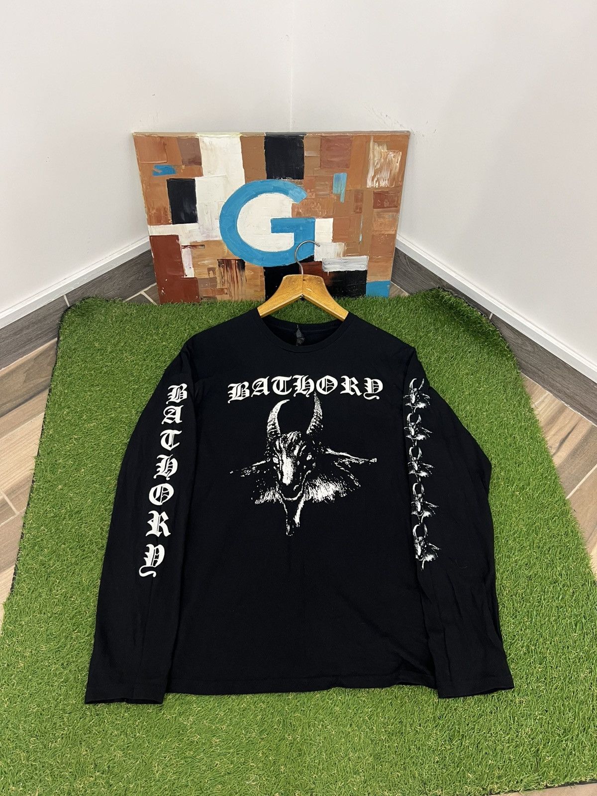 📌 Vintage 2009 Bathory Rhodes Goat Metal Band Longsleeve