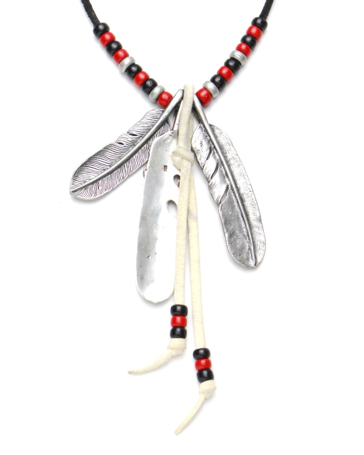 Vintage 2000S JAPANESE MADE SILVER & STEEL FEATHERS BEADED NECKLACE Size ONE SIZE - 6 Thumbnail