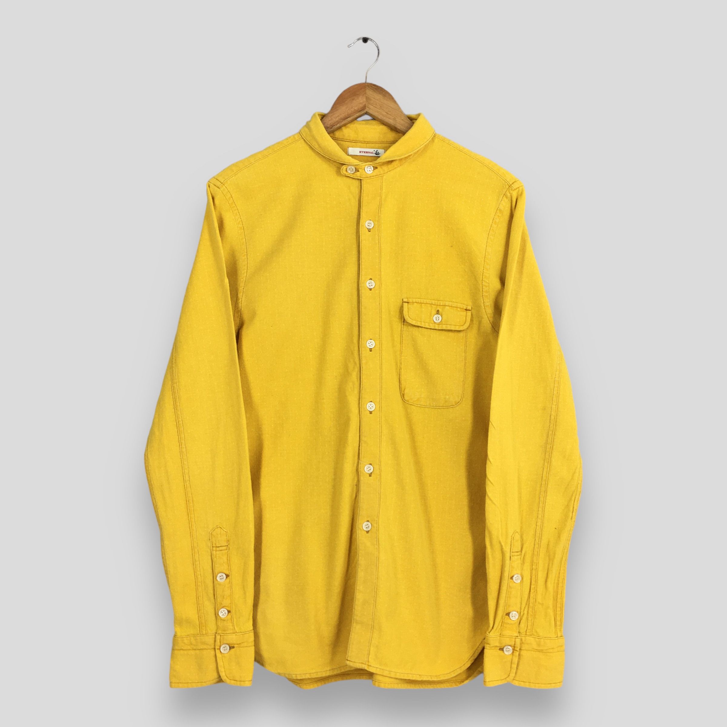 Eternal × Japanese Brand × Vintage Eternal Plain Flannel Yellow Shawl Collar Shirt Large Size US L / EU 52-54 / 3 - 1 Thumbnail