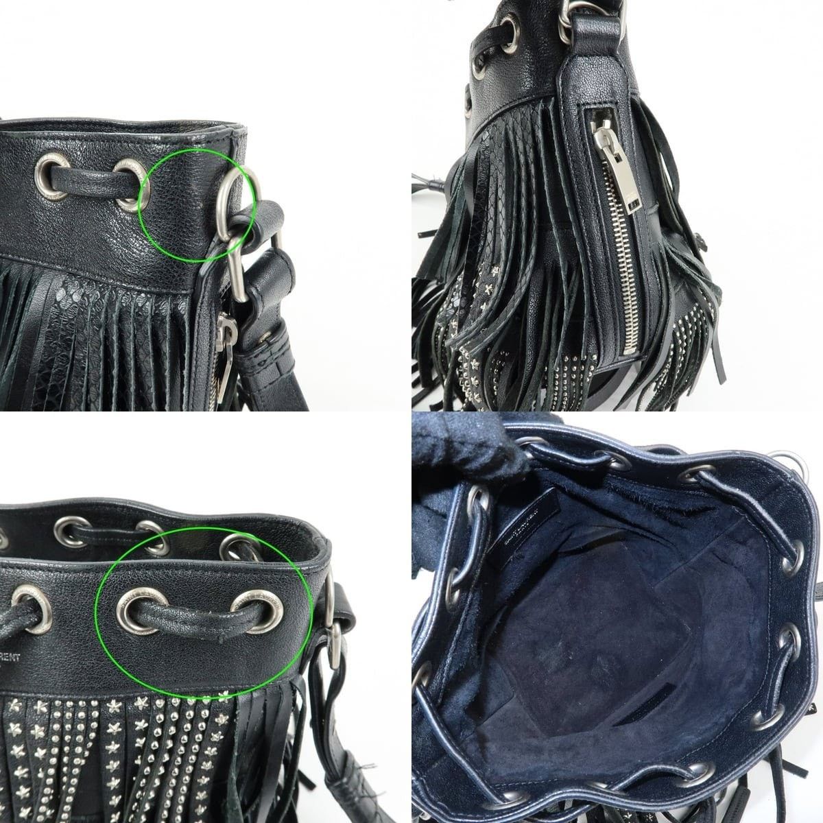 Saint Laurent Paris Saint Laurent Studded Fringe Calfskin Bucket Bag Size ONE SIZE - 7 Thumbnail