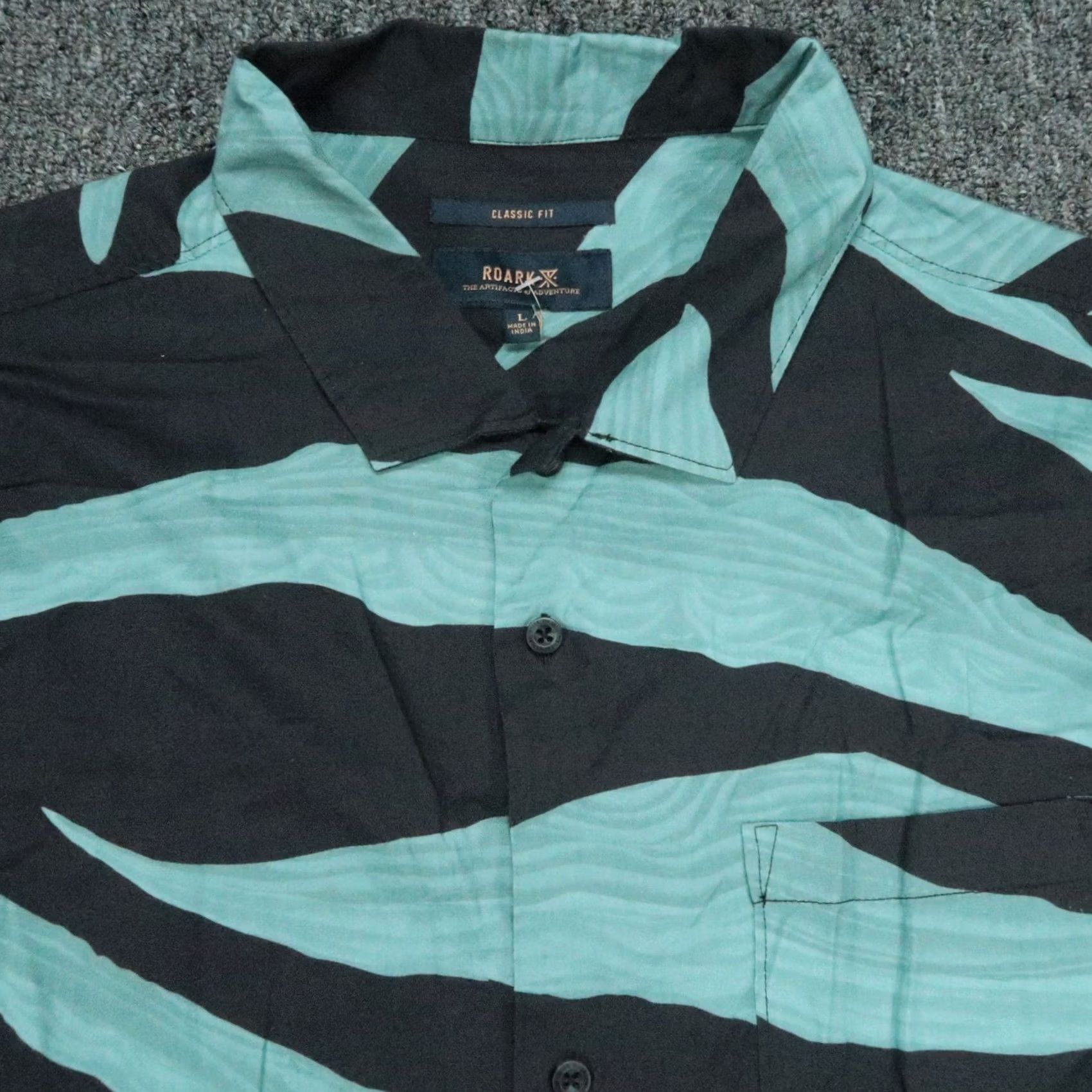 Roark Roark Shirt Mens Large Blue Print Short Sleeve Pulque Gonzo Camp Collar Button-Up Pocketed Cotton Size US L / EU 52-54 / 3 - 2 Thumbnail