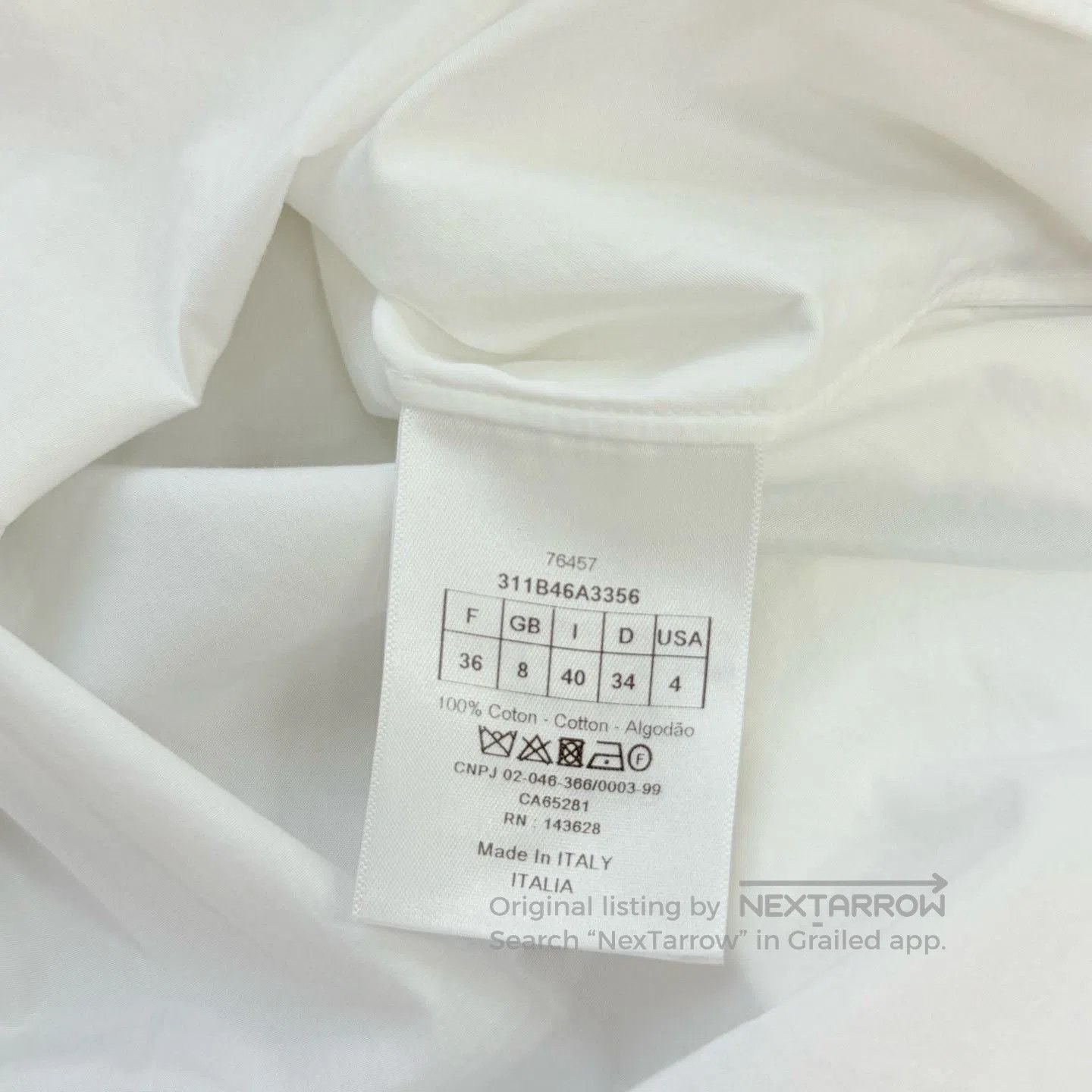 Dior Dior Solid Cotton Pleated Collar Shirt. Size XS / US 0-2 / IT 36-38 - 5 Thumbnail