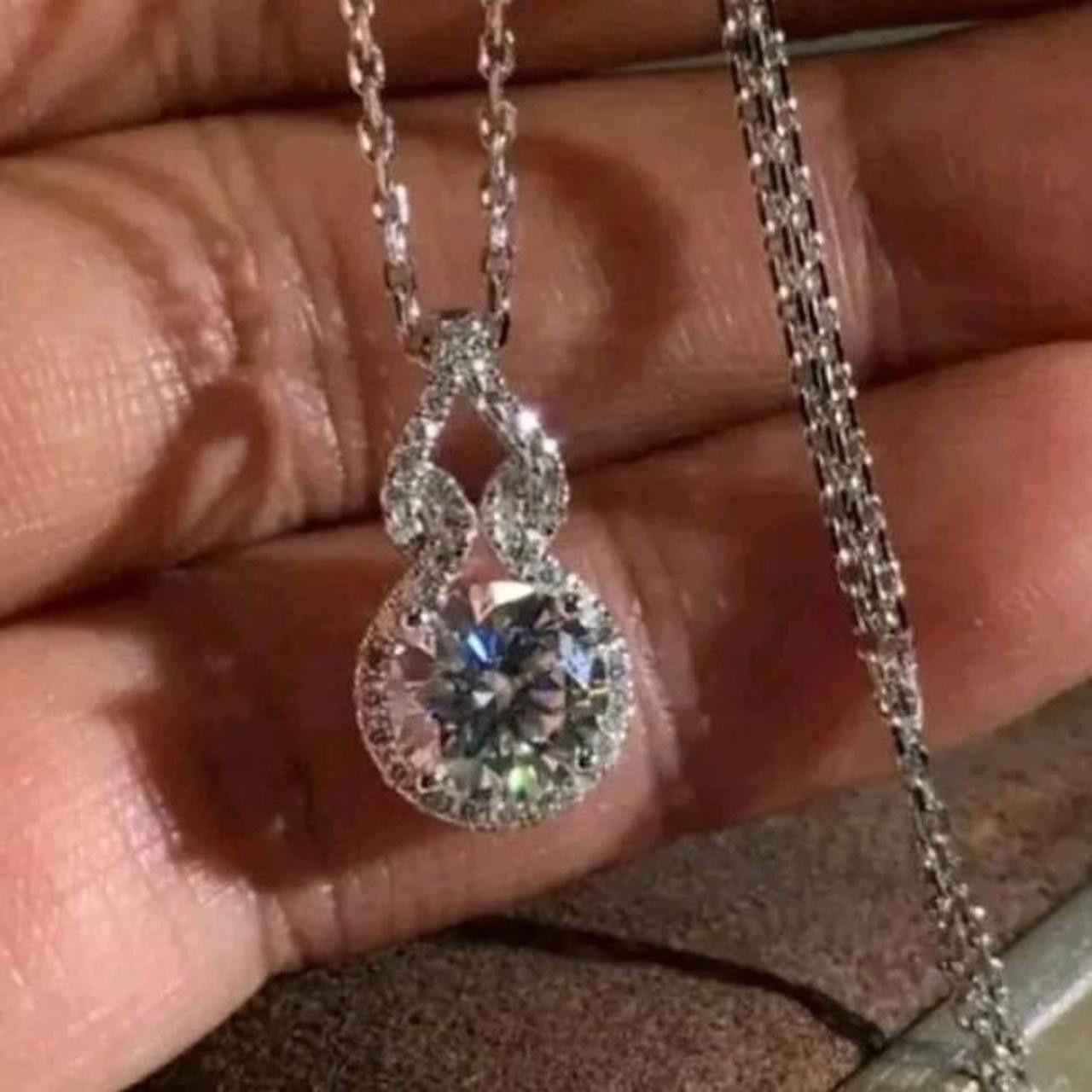 Other Silver Color CZ pendant necklace Size ONE SIZE - 3 Thumbnail