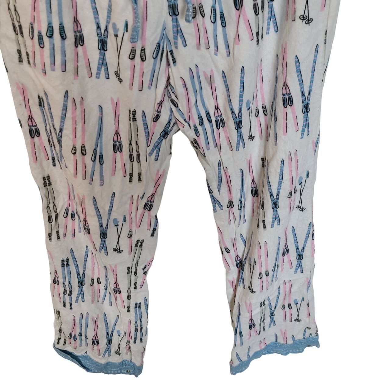 Other Munki Munki Womens M White Ski Print Flannel 2-Piece Pajamas Size M / US 6-8 / IT 42-44 - 12 Thumbnail