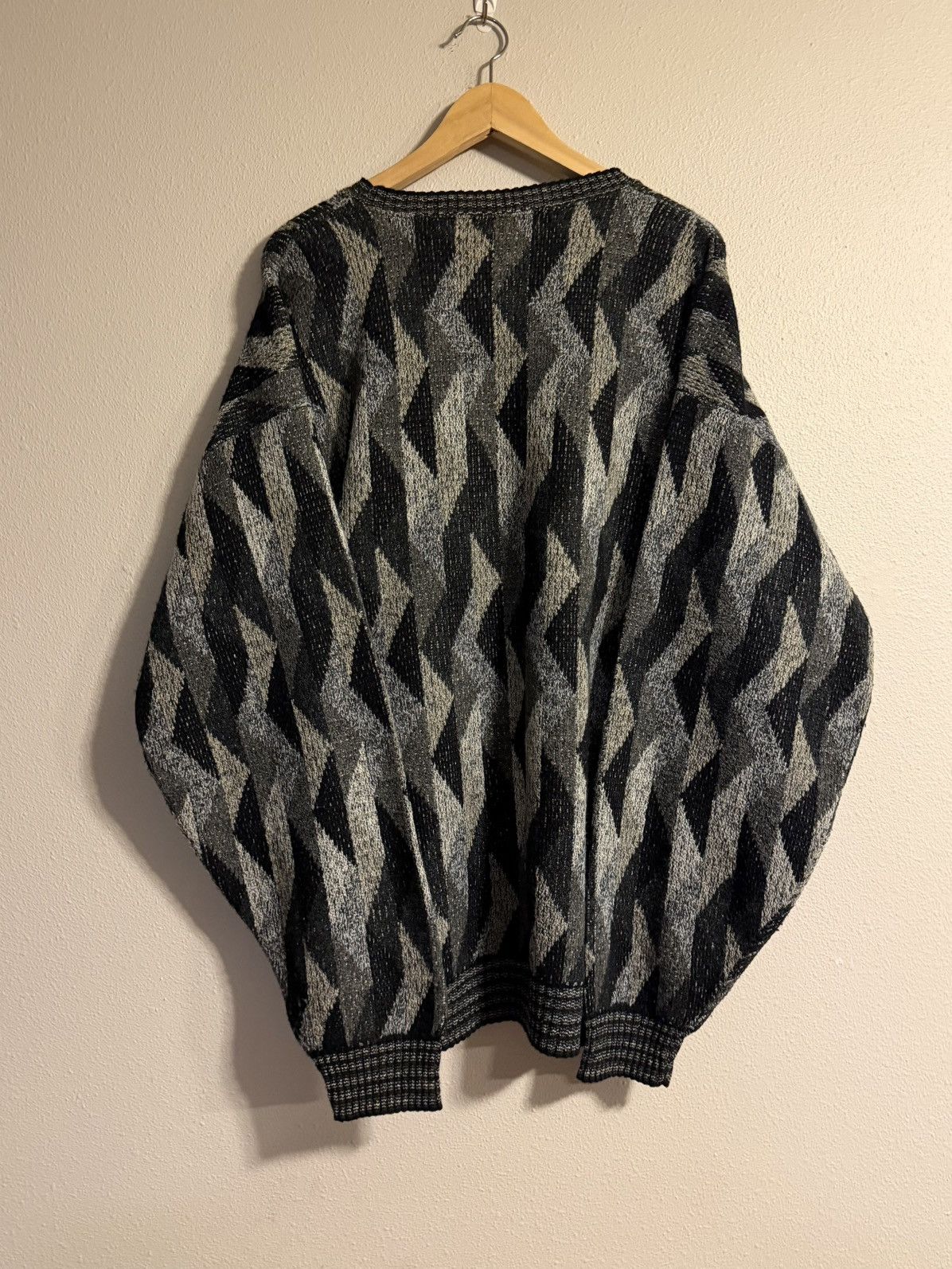 Protege vtg 90s protege vertical striped acrylic sweater black/gray Size US XL / EU 56 / 4 - 4 Thumbnail