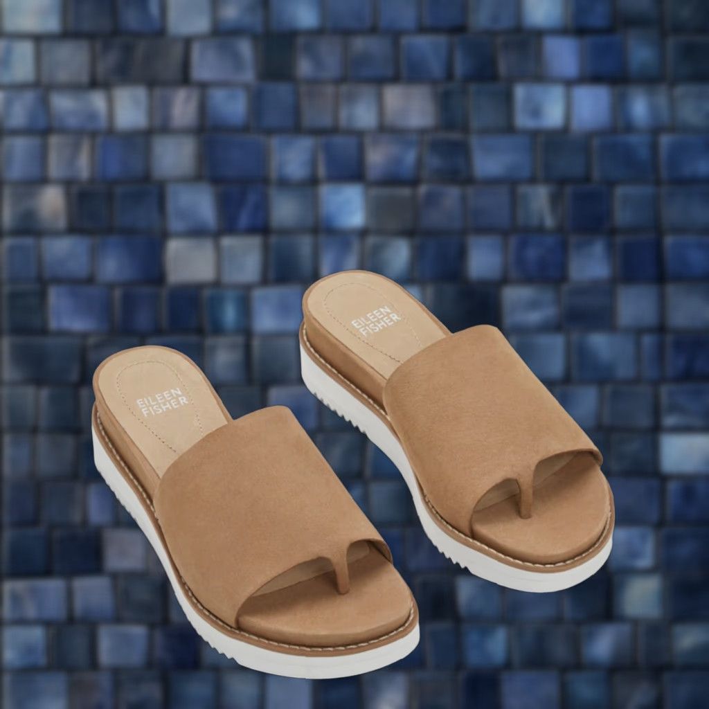 Eileen Fisher Eileen Fisher Sandals Women Thong Slip On Flat Beige 11 Nappa Leather Rubber Outsole Casual Shoes Size US 11 / IT 41 - 1 Thumbnail