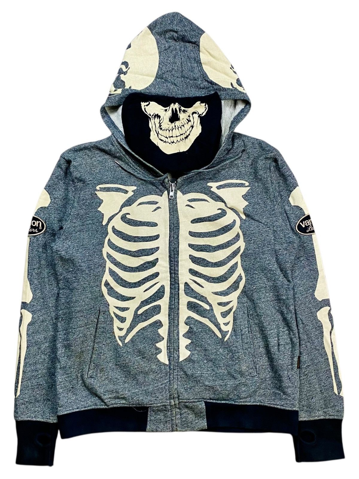 Vanson Leathers 2000s Vanson - Archive Masked Skeleton Zip Hoodie Size US XL / EU 56 / 4 - 3 Thumbnail