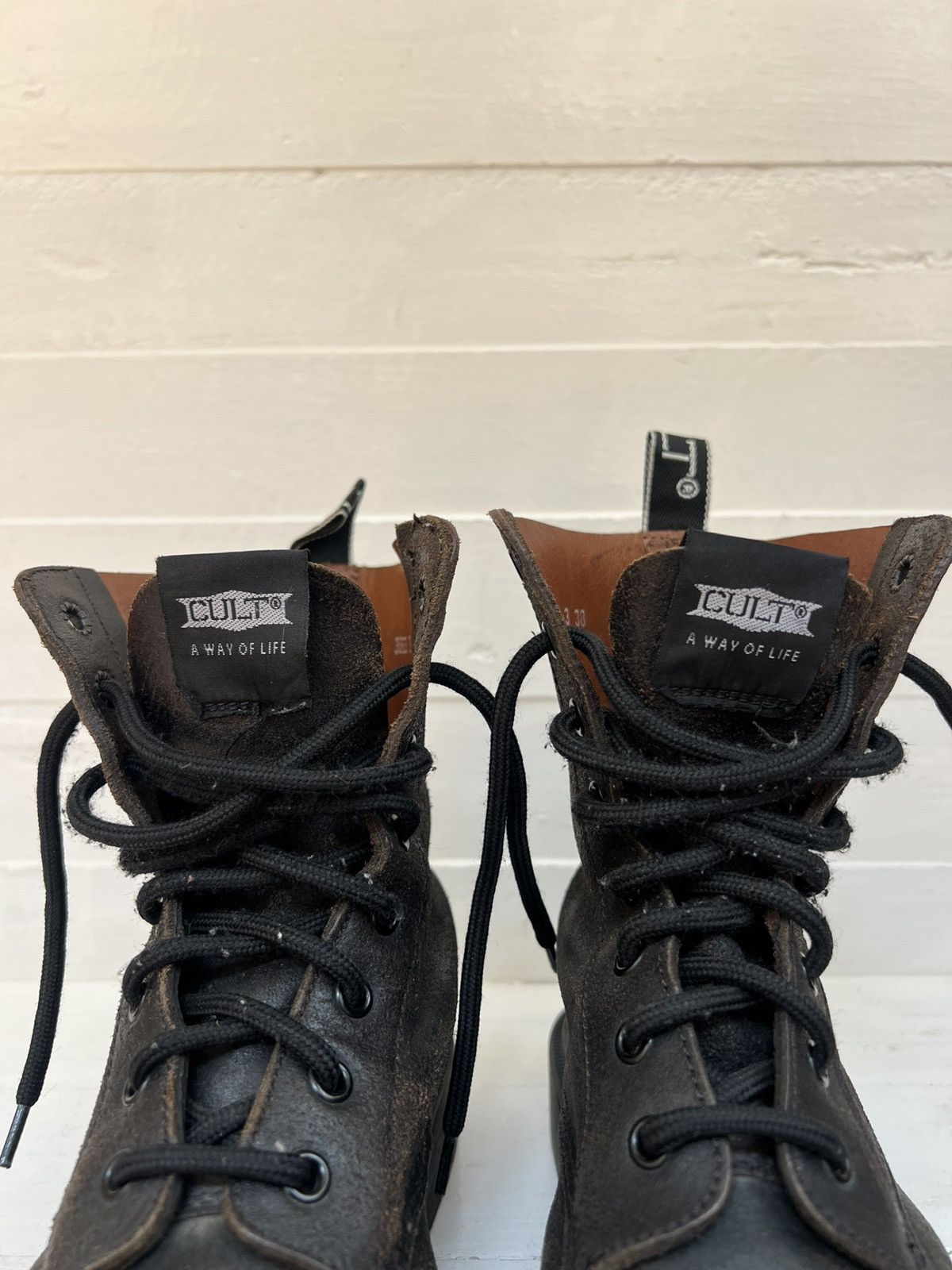 Other Cult lace-up biker boots with steel toe Size US 5.5 / EU 38 - 18 Thumbnail