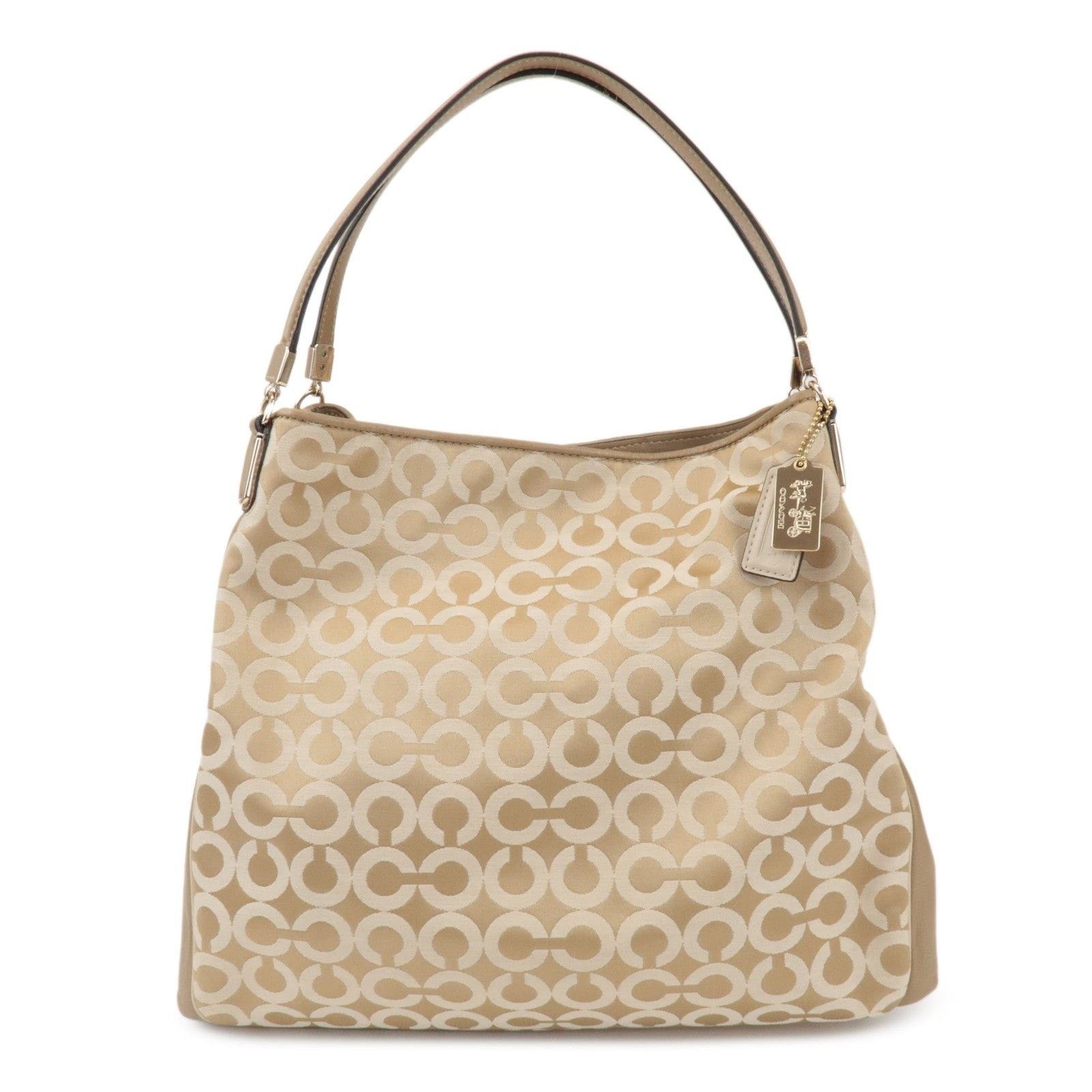 Coach Coach Op Art Canvas Shoulder Bag Beige Size ONE SIZE - 1 Thumbnail