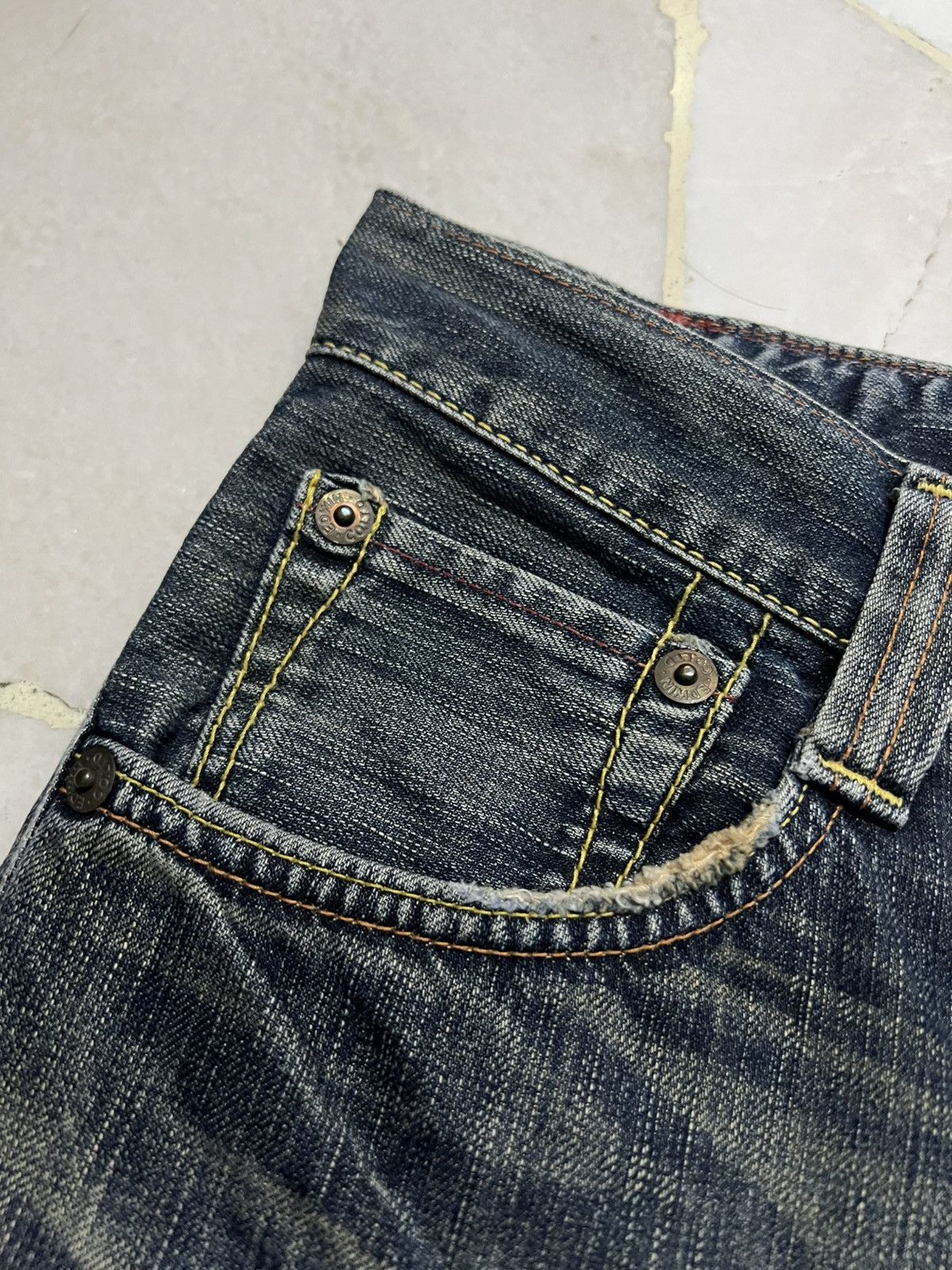 Edwin 💥Flare💥Edwin 503 Blue Trip Claw Mud Wash Jeans Size US 33 - 9 Thumbnail