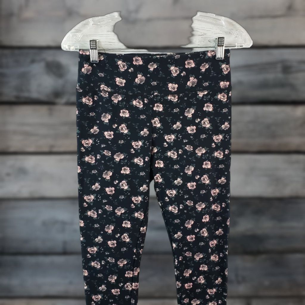 Vintage Wild Fable Leggings Womens M Black Floral Cotton Blend High Rise Size 32" / US 10 / IT 46 - 1 Thumbnail