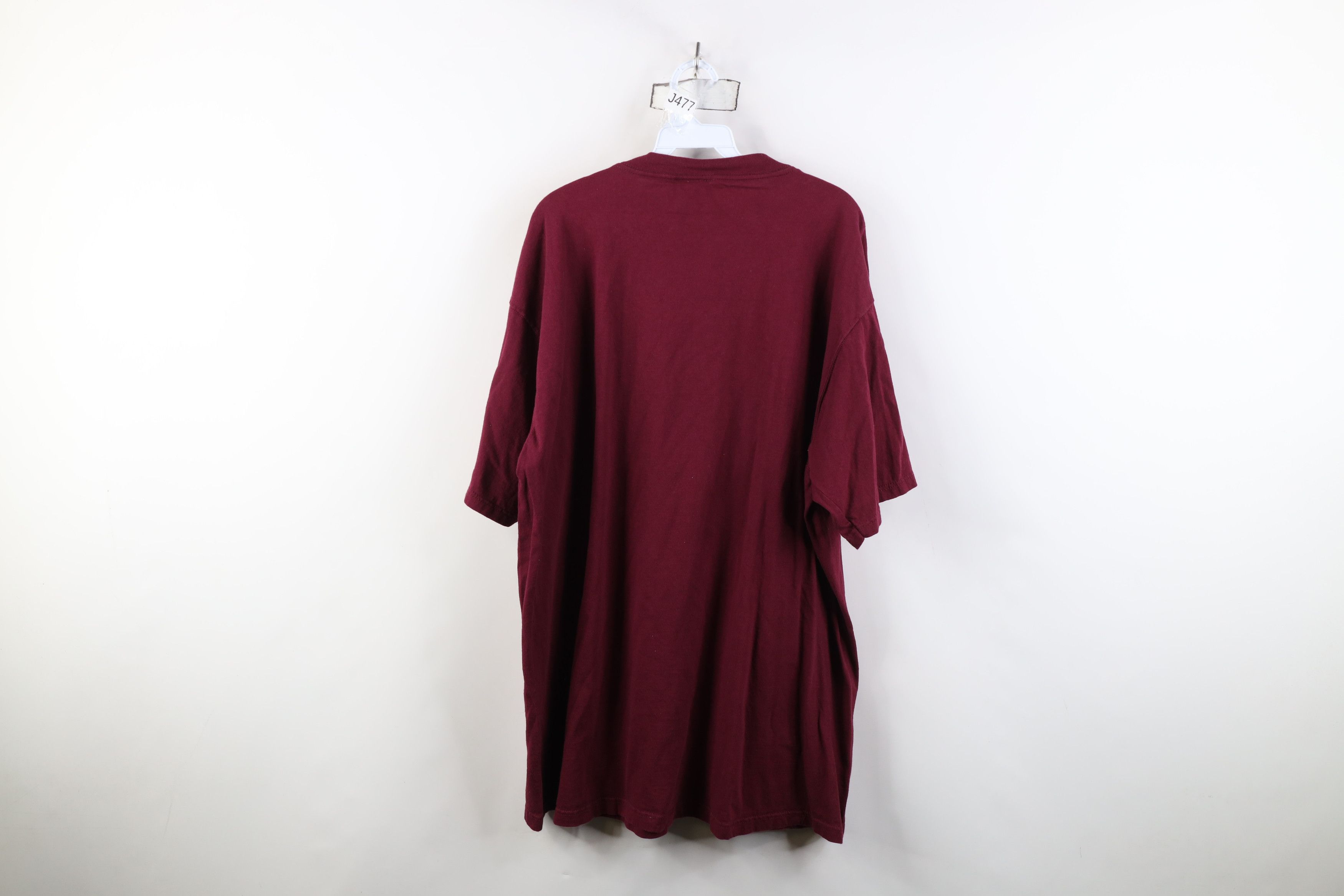 Vintage Vintage 90s Streetwear Heavyweight Cotton T-Shirt Burgundy Size US XL / EU 56 / 4 - 11 Thumbnail
