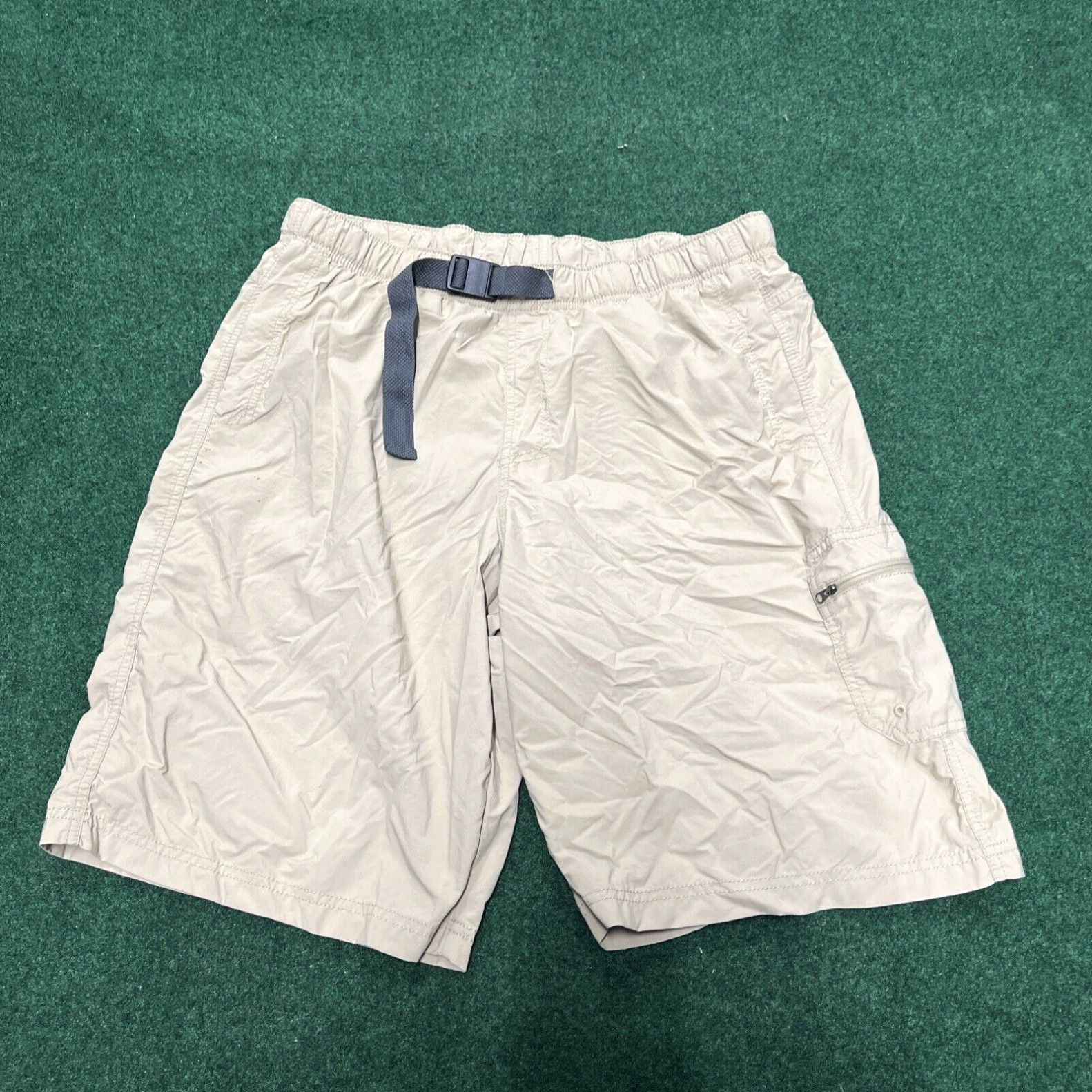Vintage Columbia Cargo Shorts Mens Large 11in Hybrid Lined Belted Pull On Khaki Size US 33 - 1 Thumbnail
