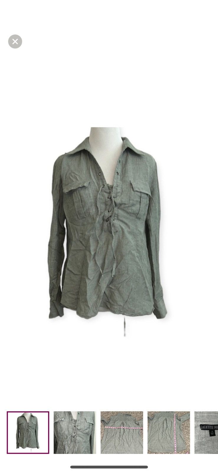 Lafayette 148 Lafayette 148 New York popover lace up blouse size 4 Size S / US 4 / IT 40 - 1 Thumbnail