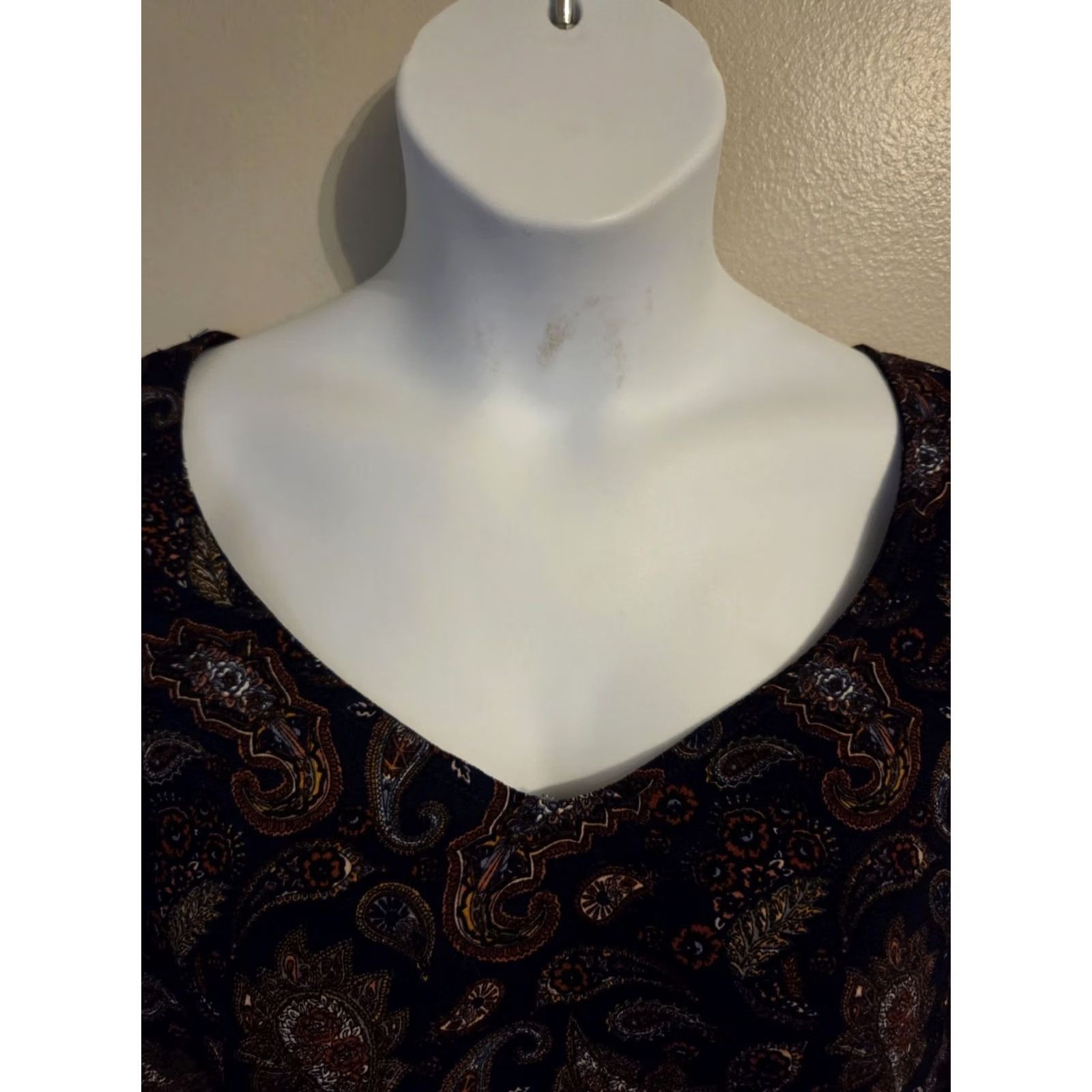 Vintage No Comment Blue Paisley Print Bell Sleeve Top 3X Plus Womens Size XXL / US 16-18 / IT 52-54 - 2 Thumbnail