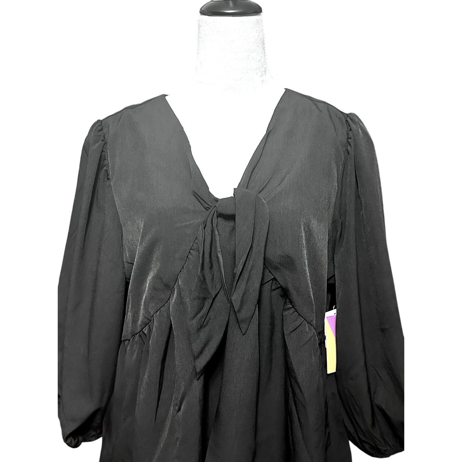 Other Riley & Rae Peplum Blouse Knot Front 1/2Sleeves Black XL NWT Size XL / US 12-14 / IT 48-50 - 3 Thumbnail