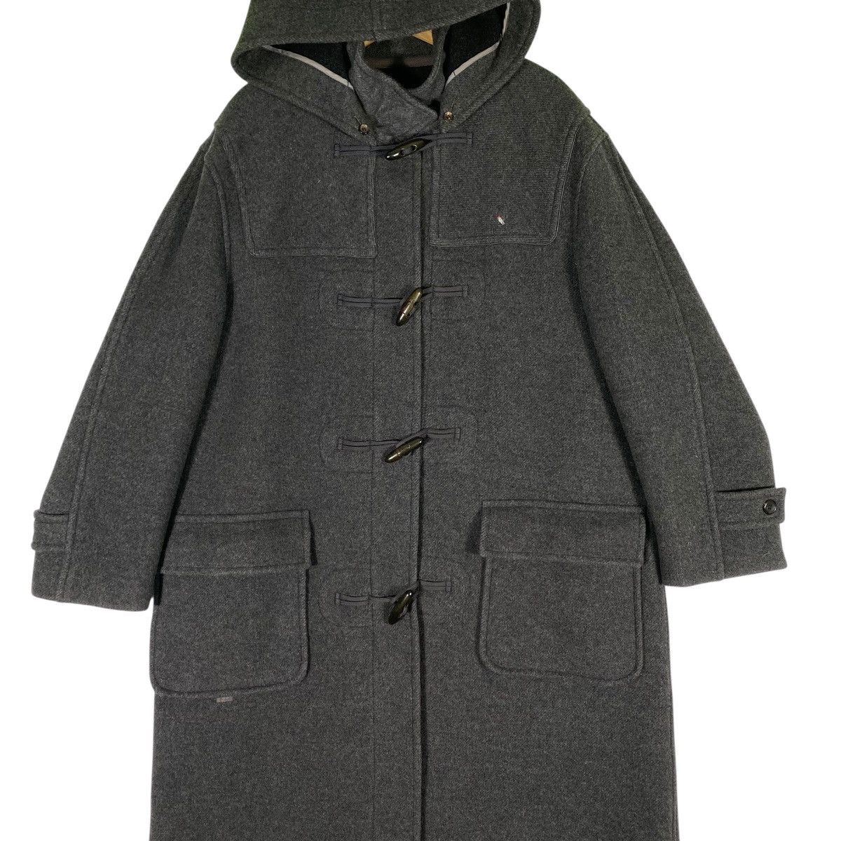 Japanese Brand Vintage Papas Duffle Coat Wool Hoodie Toggle Button Jacket Size US L / EU 52-54 / 3 - 4 Thumbnail