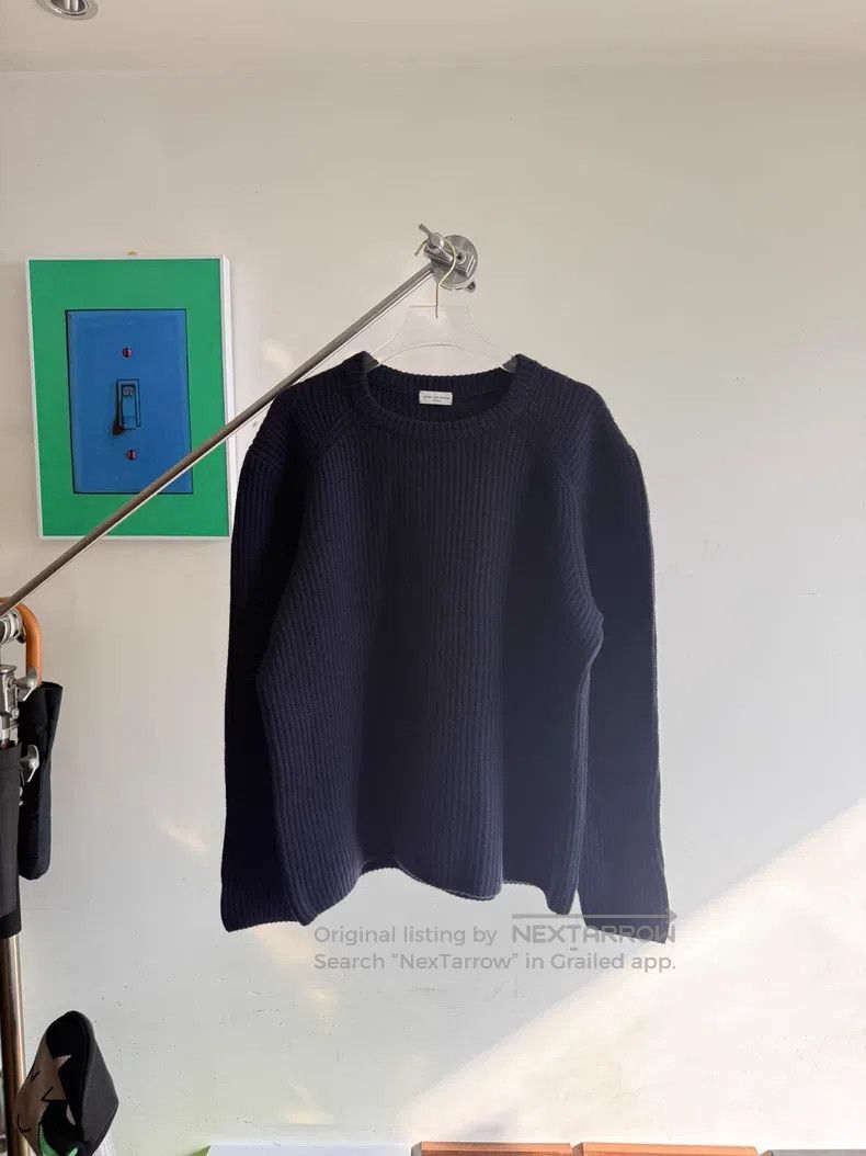 Dries Van Noten Dries Van Noten Navy Blue Chunky Wool Sweater Size US M / EU 48-50 / 2 - 1 Thumbnail