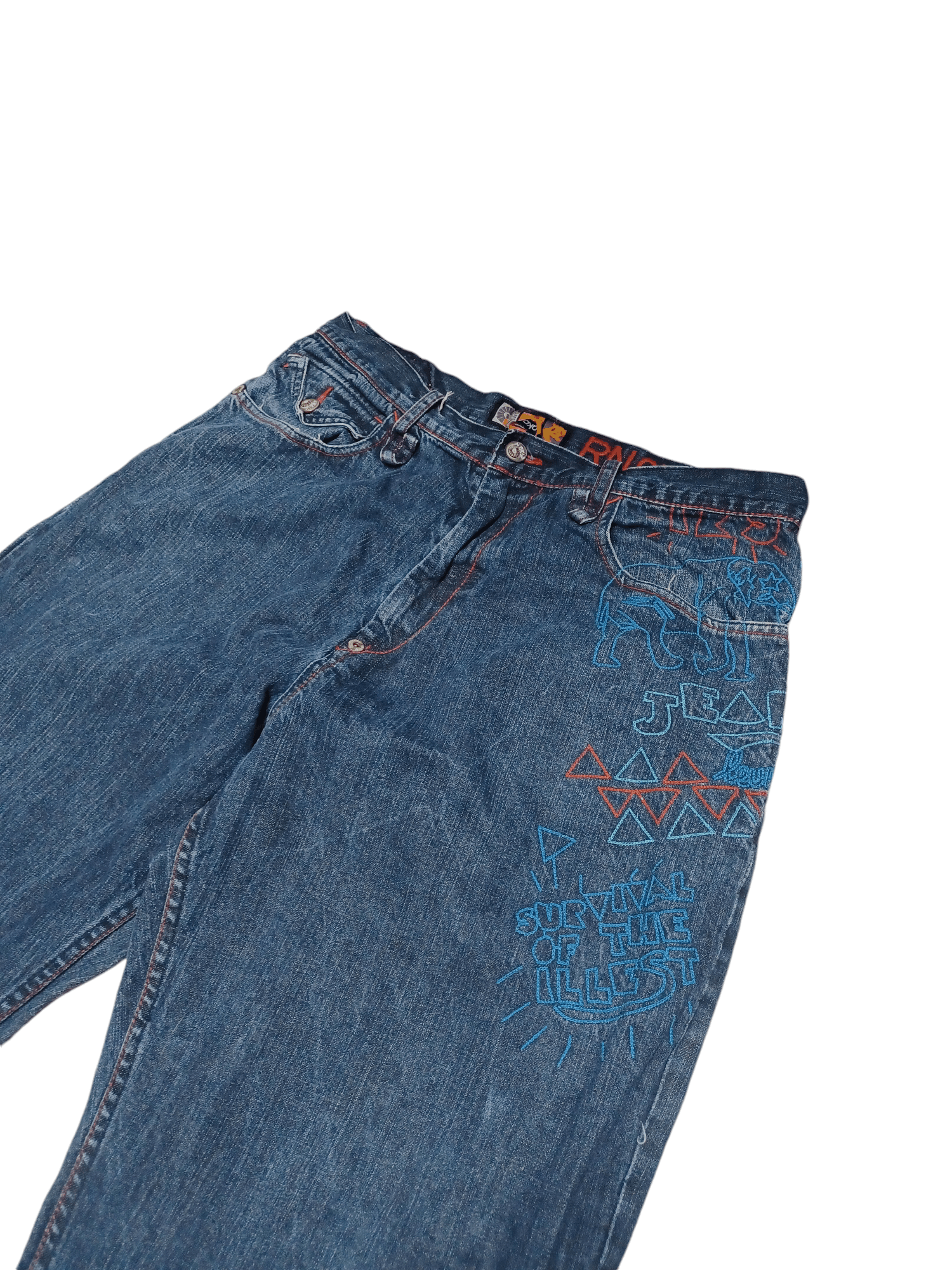 Akademiks AKADEMIKS FIRE EMBROIDERED STREET ART SKATEGANG BAGGY JEANS Size US 36 / EU 52 - 4 Thumbnail
