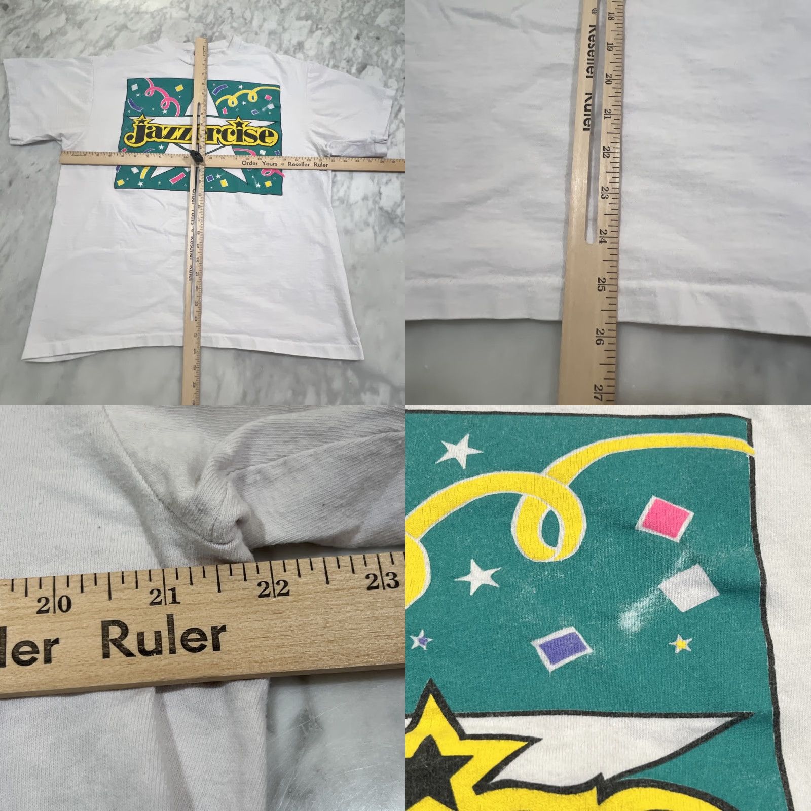 Vintage VINTAGE Y2K Jazzercise Shirt XL White Neon Single Stitch Unisex 1990s Graphic Tee Made USA Size US XL / EU 56 / 4 - 8 Thumbnail