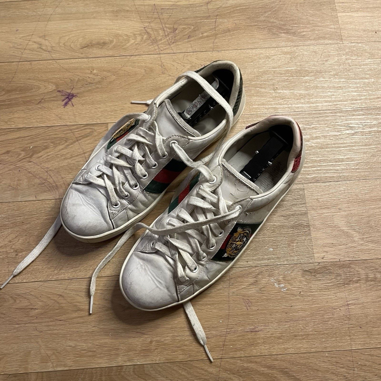 Gucci Gucci Ace Sneakers Tiger Low-Top Trainers shoes leather mens Size US 8 / EU 41 - 2 Thumbnail
