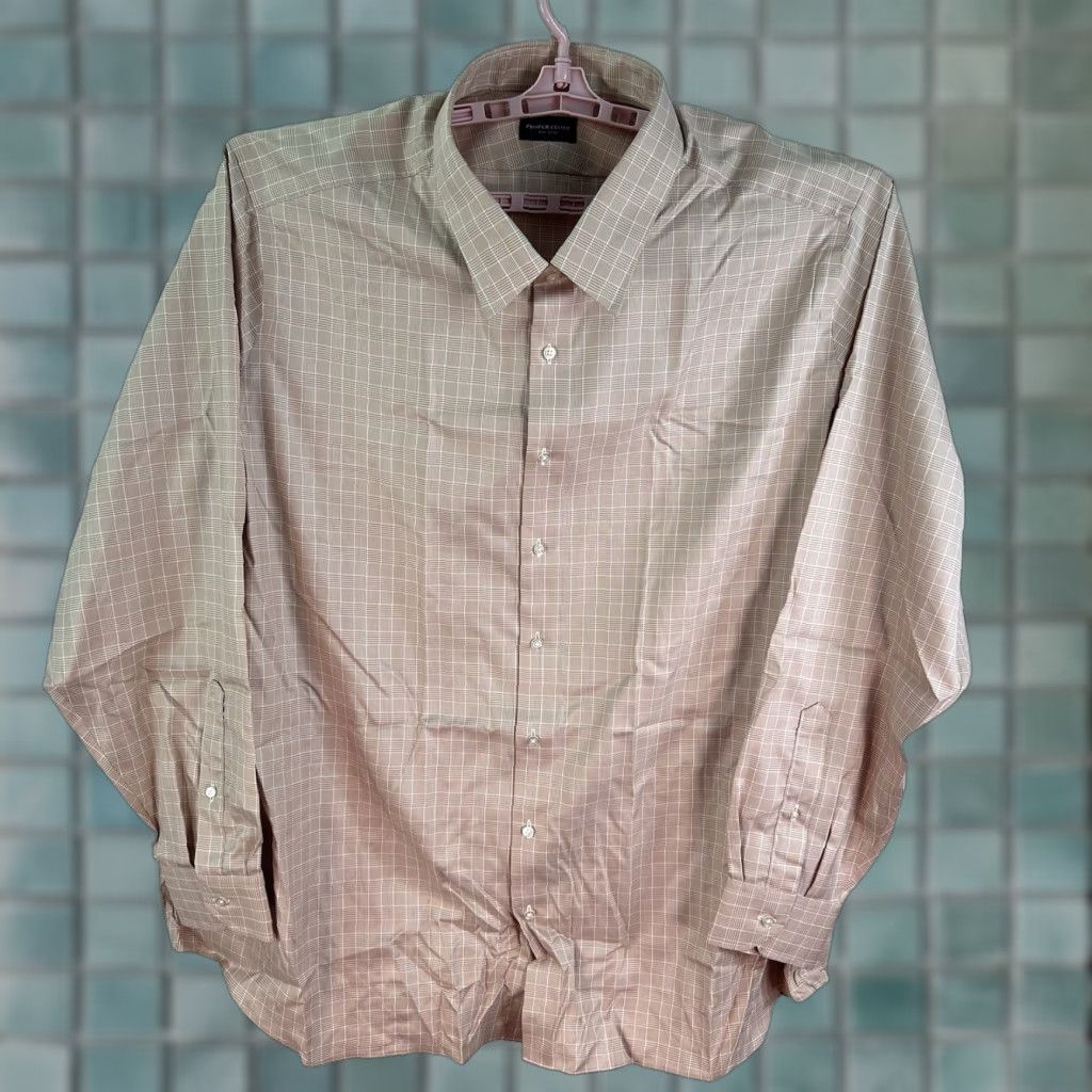 CLOT Cloth Check Button-Up Shirt Mens 21/38 4XL Beige Dress Shirt Wide Spread Collar Button-Down Casual XX Size US XXL / EU 58 / 5 - 1 Thumbnail