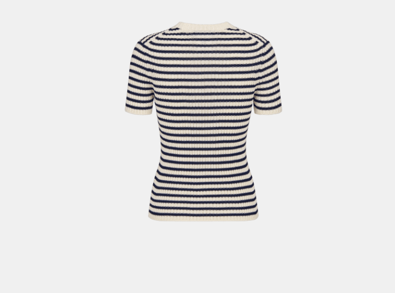 Dior o1w1db10925 444S15 Short-Sleeved Sweater in White/Navy Blue Size XS / US 0-2 / IT 36-38 - 2 Thumbnail