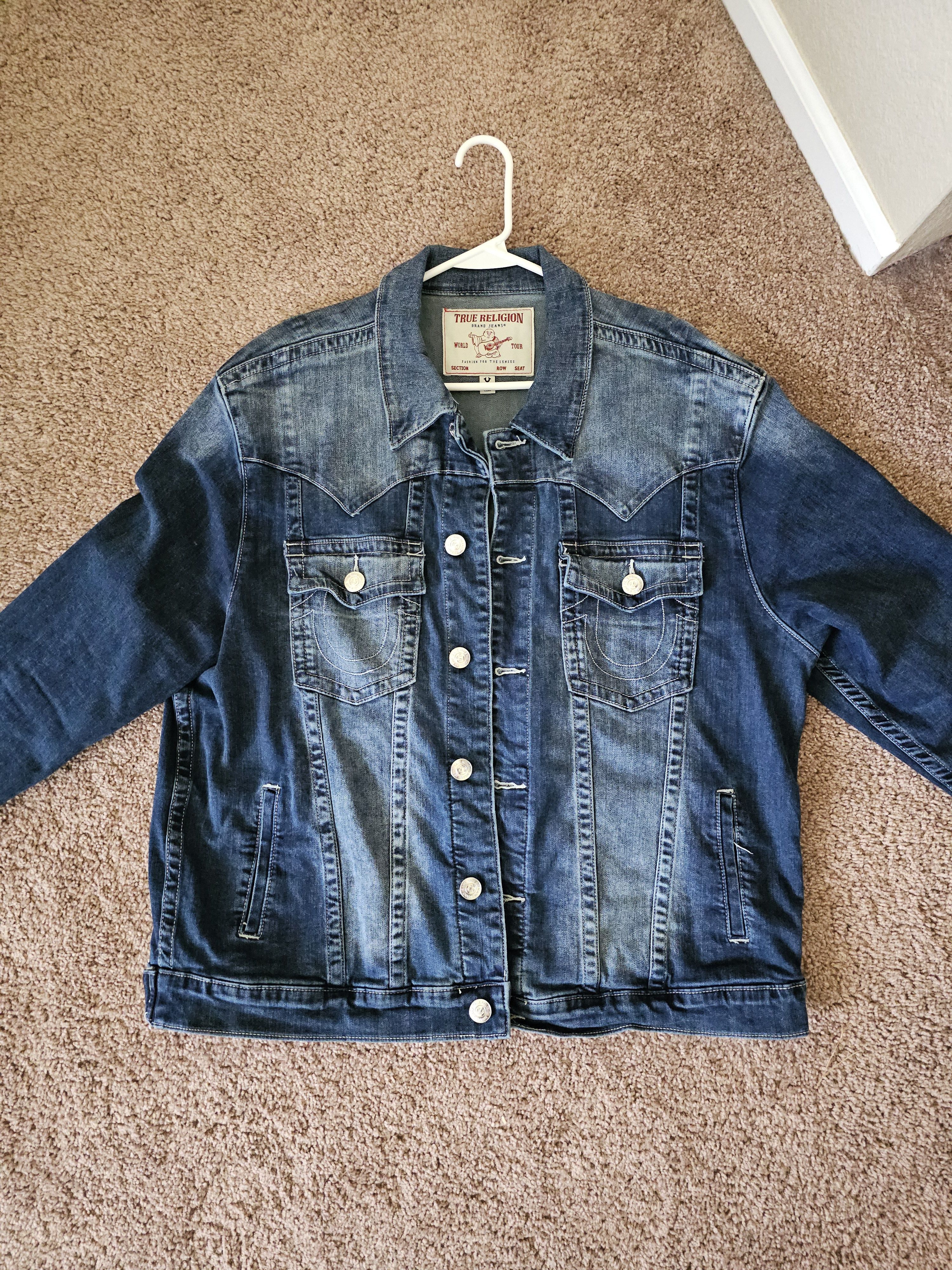 True Religion Red Horseshoe Blue Denim Jacket Size US XXL / EU 58 / 5 - 1 Thumbnail