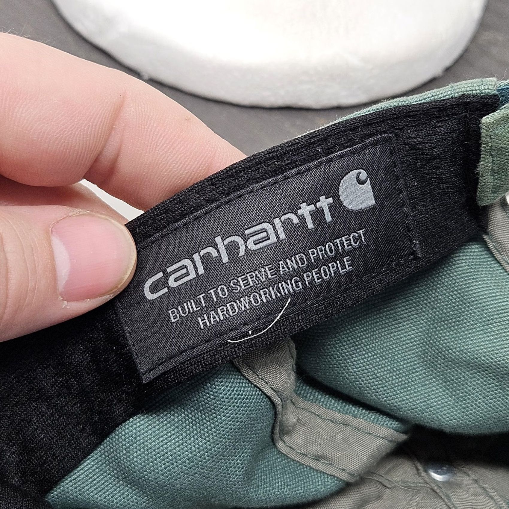 Carhartt Carhartt Hat Cap Strap Back Mens Green Canvas Leather Patch Dad Hat Workwear Adjustable Size ONE SIZE - 7 Thumbnail