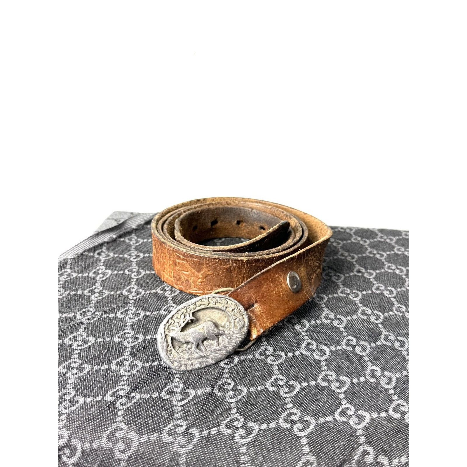American Apparel Rare Vintage 1985 Hand Made Deer Leather Belt Western Cowboy Size ONE SIZE - 1 Thumbnail