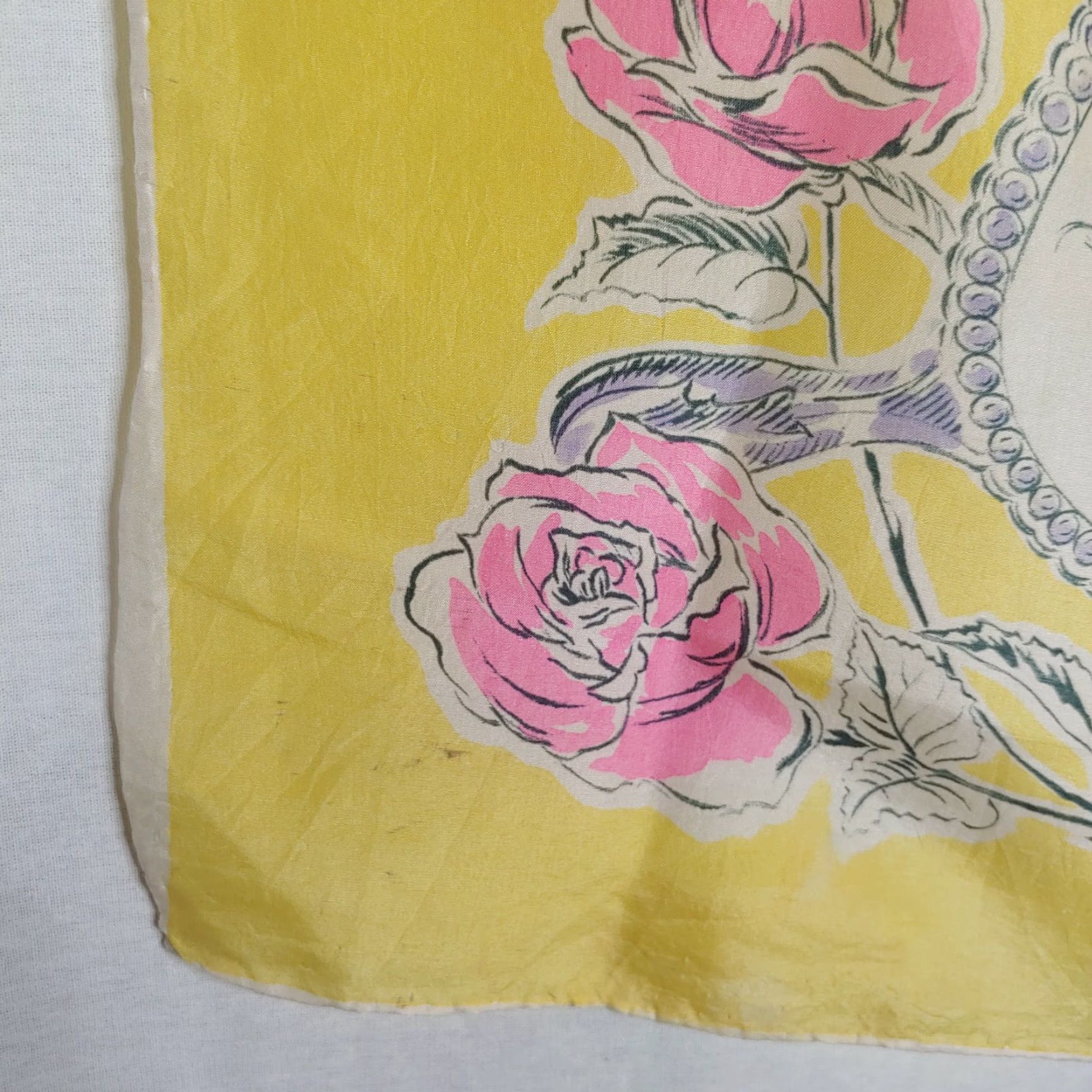 Vintage Vintage Women's Silk-Like Yellow Scarf Casual Accessory 35.5x33" Womens Size ONE SIZE - 4 Thumbnail