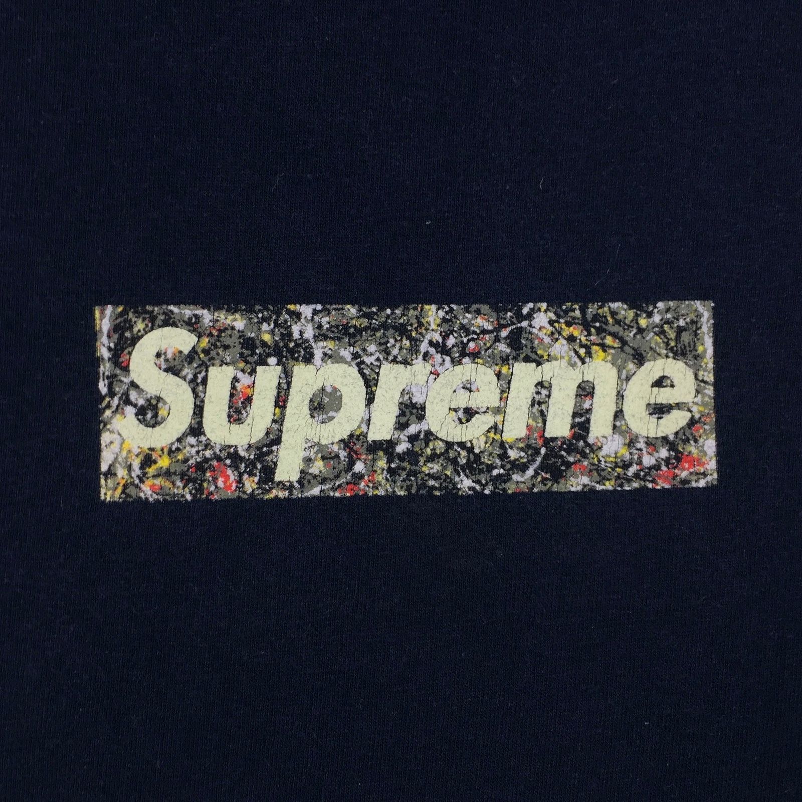 Supreme 1999 Supreme Jackson Pollock Navy Box Logo Tee Size US L / EU 52-54 / 3 - 3 Thumbnail