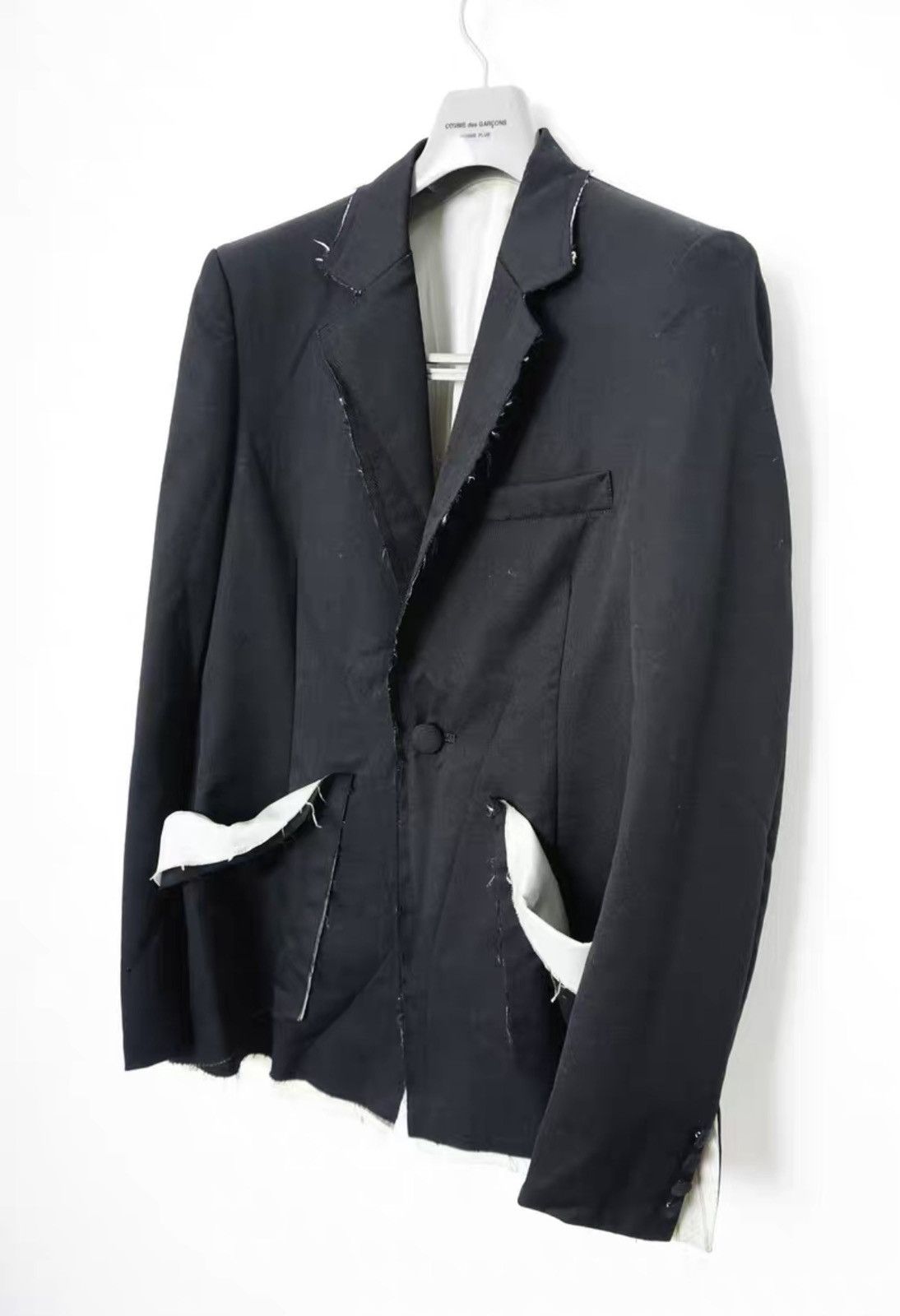 Sulvam Sulvam Cut-Out Distressed Double Layer Wool Blazer Jacket Size US S / EU 44-46 / 1 - 1 Thumbnail