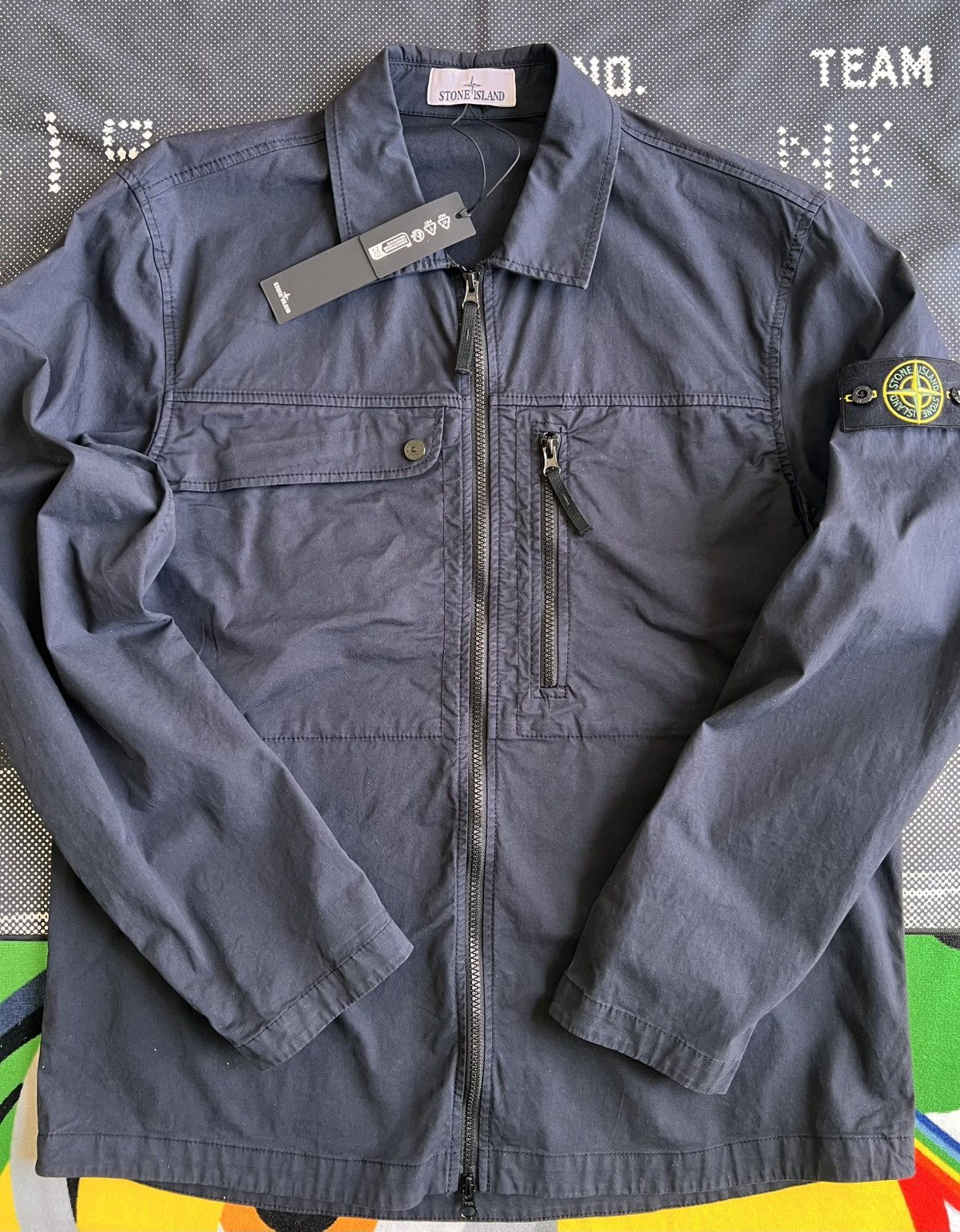 Stone Island XL Stone Island Overshirt Cotton Stretch Navy blu jacket zip Size US XL / EU 56 / 4 - 2 Thumbnail
