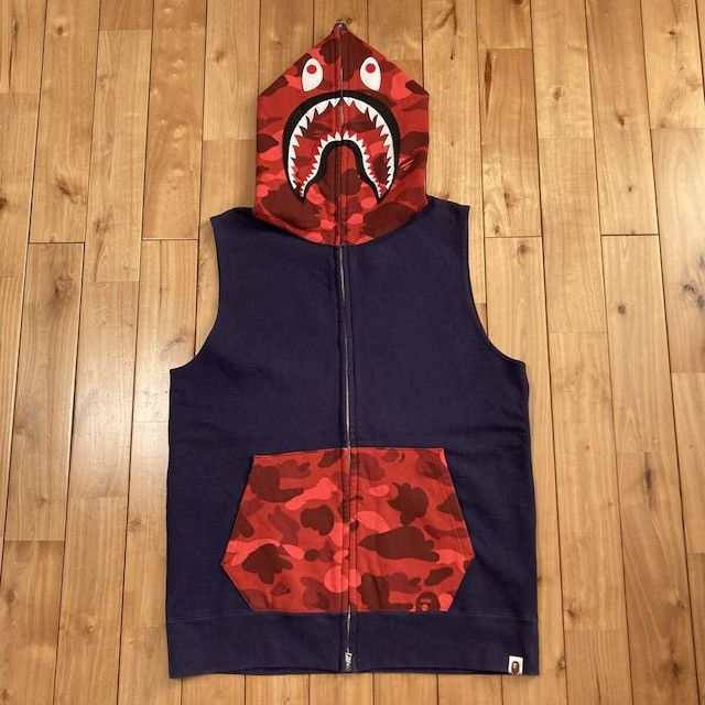 Bape A bathing ape Doraemon poscket blue/red fleece halfzipper