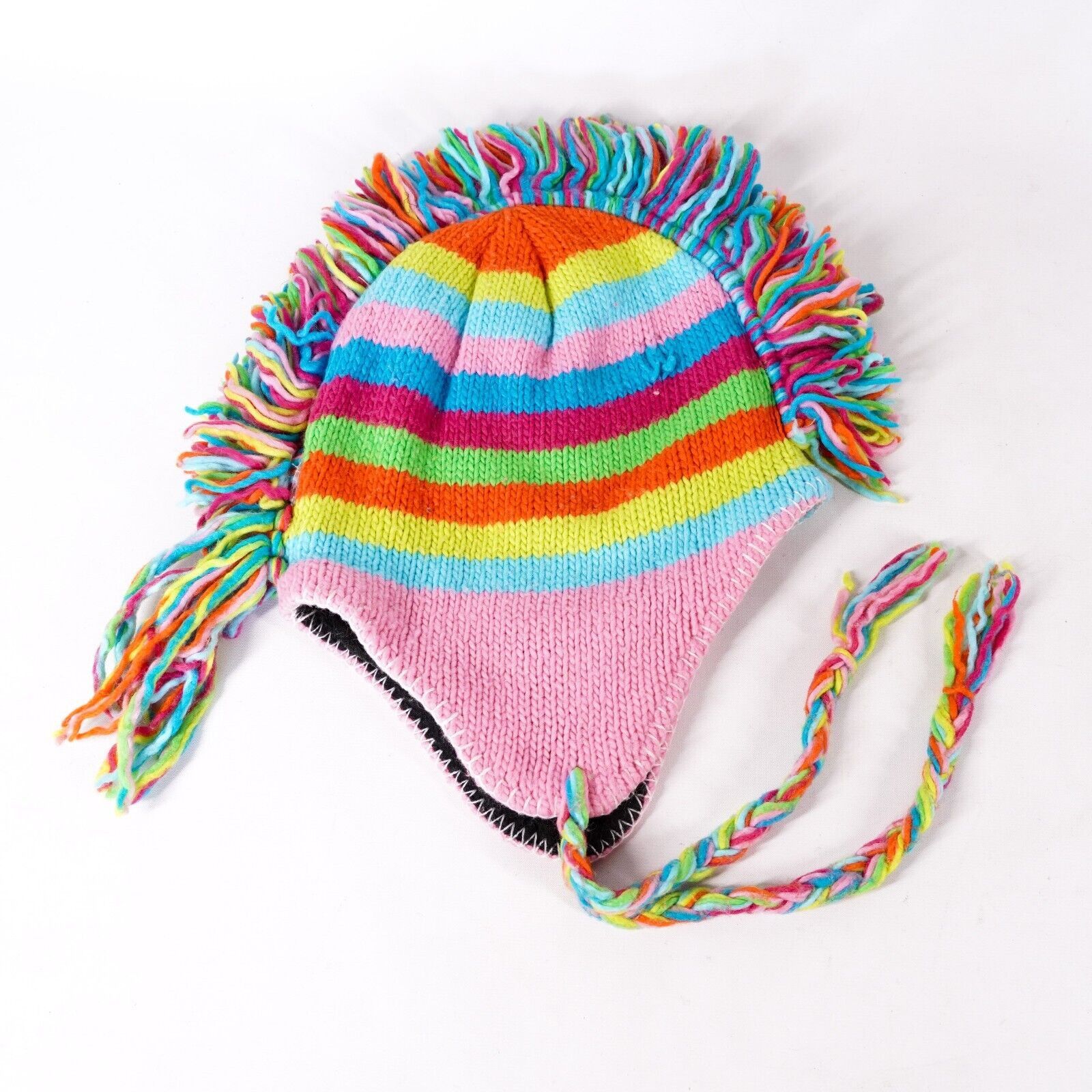 Other Knitted Yarn Rainbow Striped Colorful Hipster Beanie Cap Hat Size ONE SIZE - 1 Thumbnail