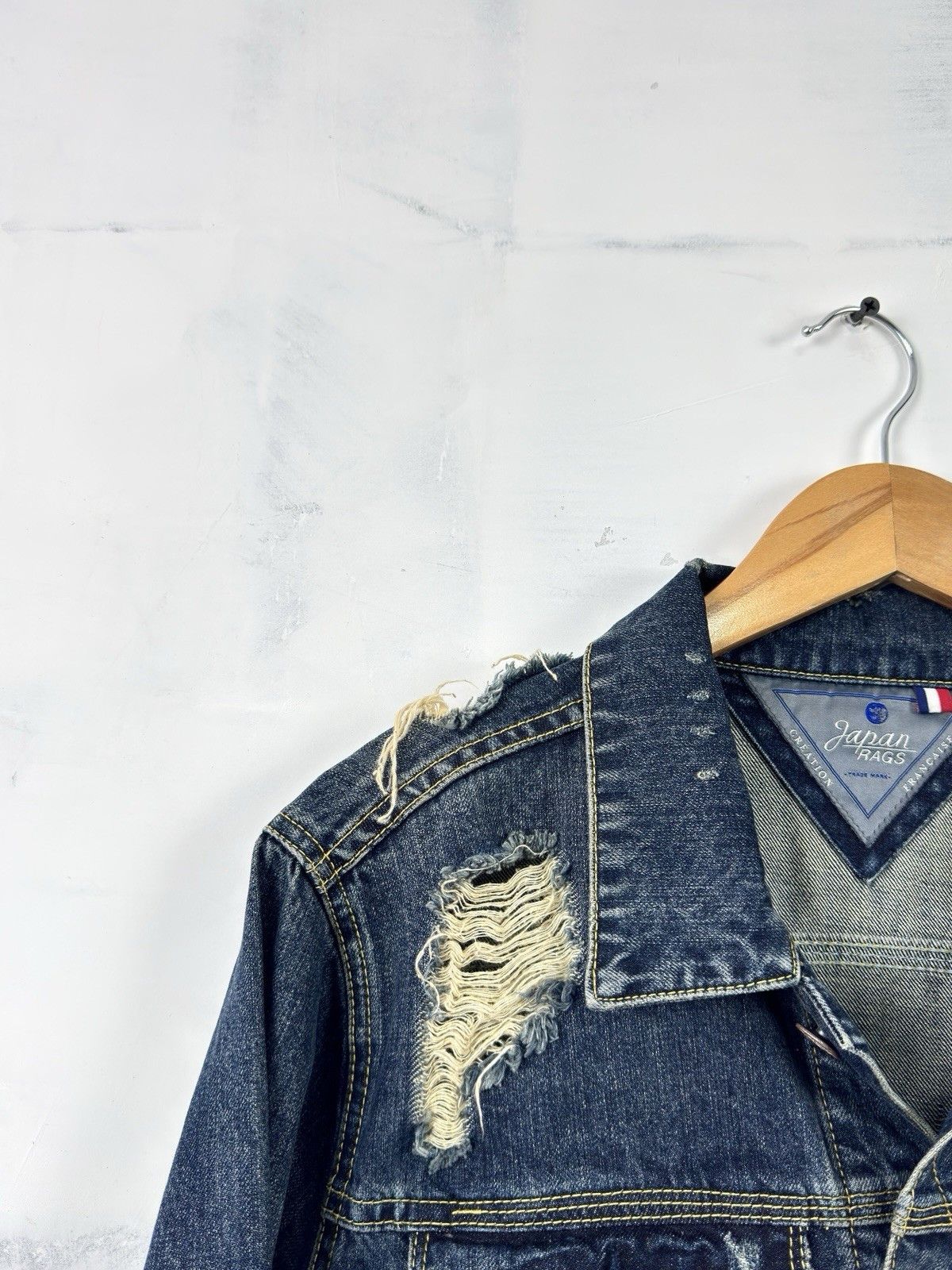 Japan Rags Japan RAGS Francaise Creation Distressed Denim Jacket Size US L / EU 52-54 / 3 - 5 Thumbnail