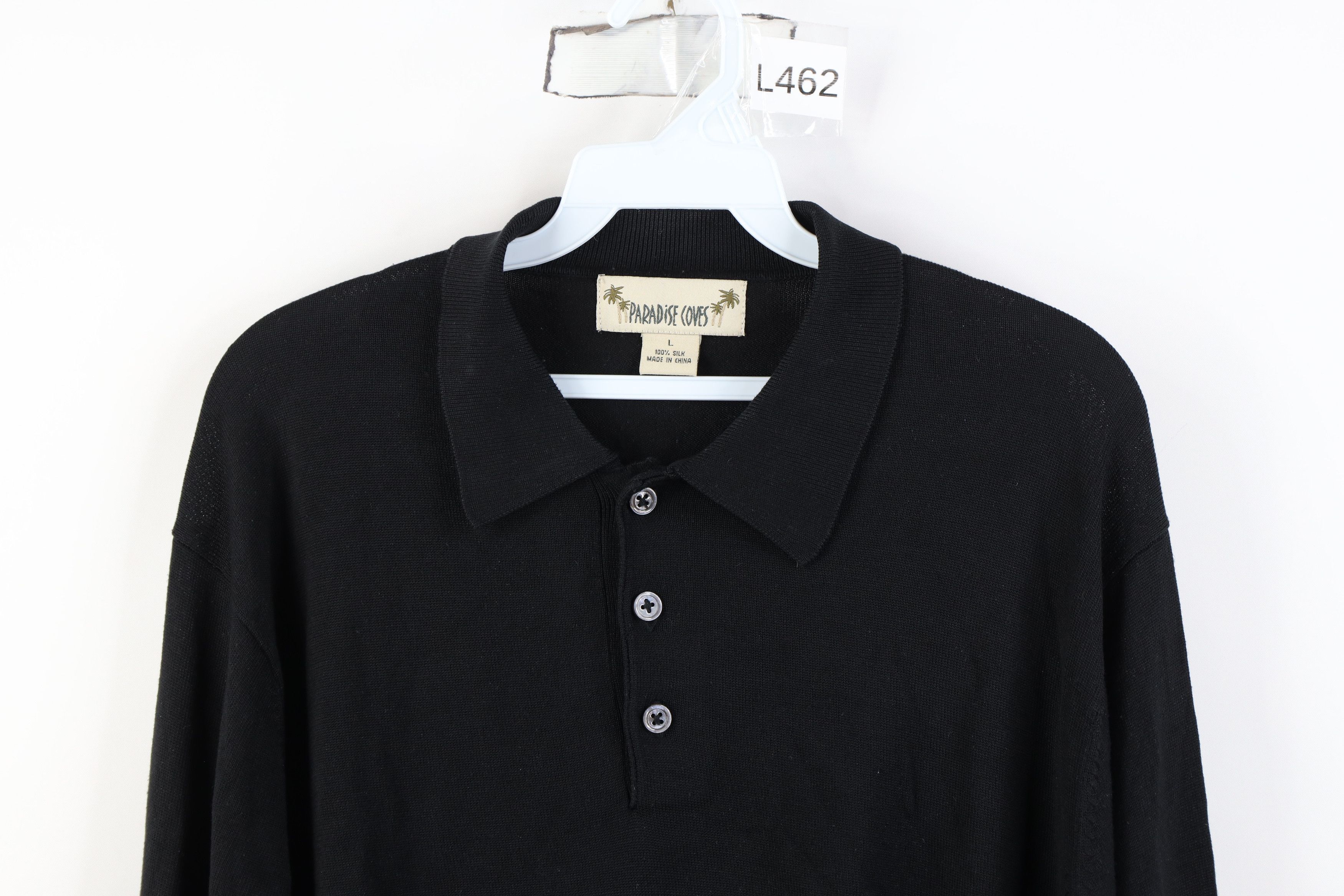 Vintage Vintage 90s Streetwear Silk Knit Collared Sweater Black Size US L / EU 52-54 / 3 - 2 Thumbnail
