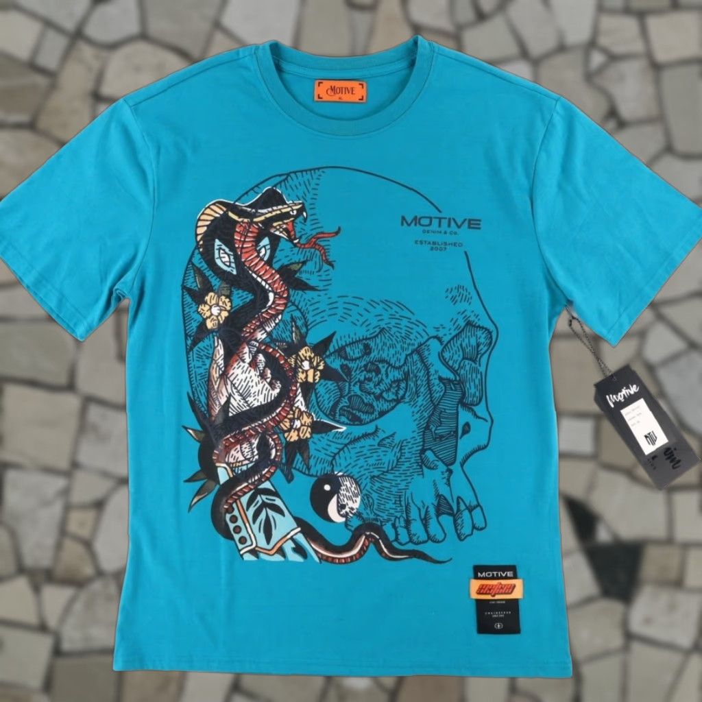 Denime Motive Denim Cobra Skull Solid T-Shirt Teal Men’s XL Shirt Size US XL / EU 56 / 4 - 1 Thumbnail