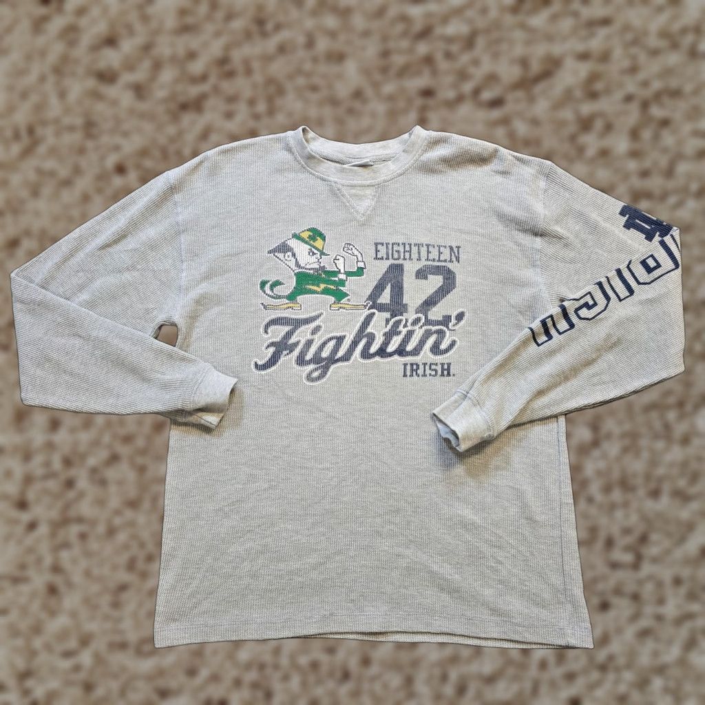 Vintage Notre Dame Shirt Mens Size Medium Gray Thermal Fighting Irish Leprechaun Casual Size US M / EU 48-50 / 2 - 1 Thumbnail