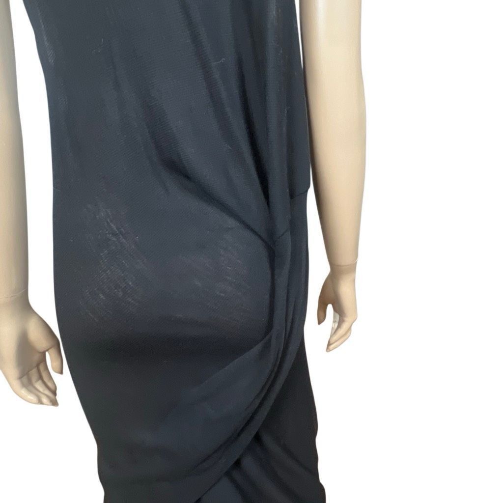 McQ Alexander McQueen Alexander McQueen McQ Black Ribbed Wool Bland Draped Midi Dress Size M (049) Size M / US 6-8 / IT 42-44 - 8 Thumbnail