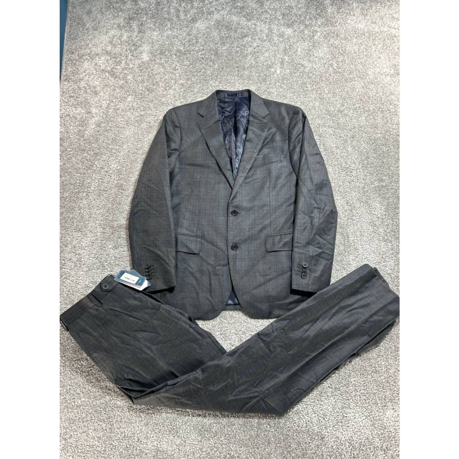 M J Bale 2 Piece Suit Set Mens Gray Wool Single-Breasted Notch Lapel 40 Regular Chest 40 Inseam 33 Front Flat Front Dry Clean Only