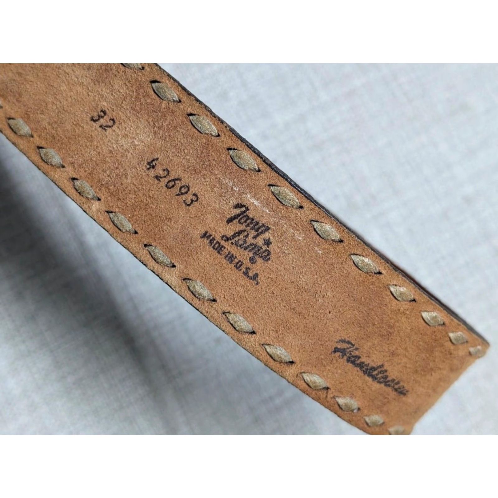 Tony Lama VINTAGE Tony Lama Belt Western Belt Men 30 Brown Leather Cowhide Tooled Floral USA Made Buckle Slim 1-3/4" Western Theme Southwestern Mens Size 30 - 4 Thumbnail