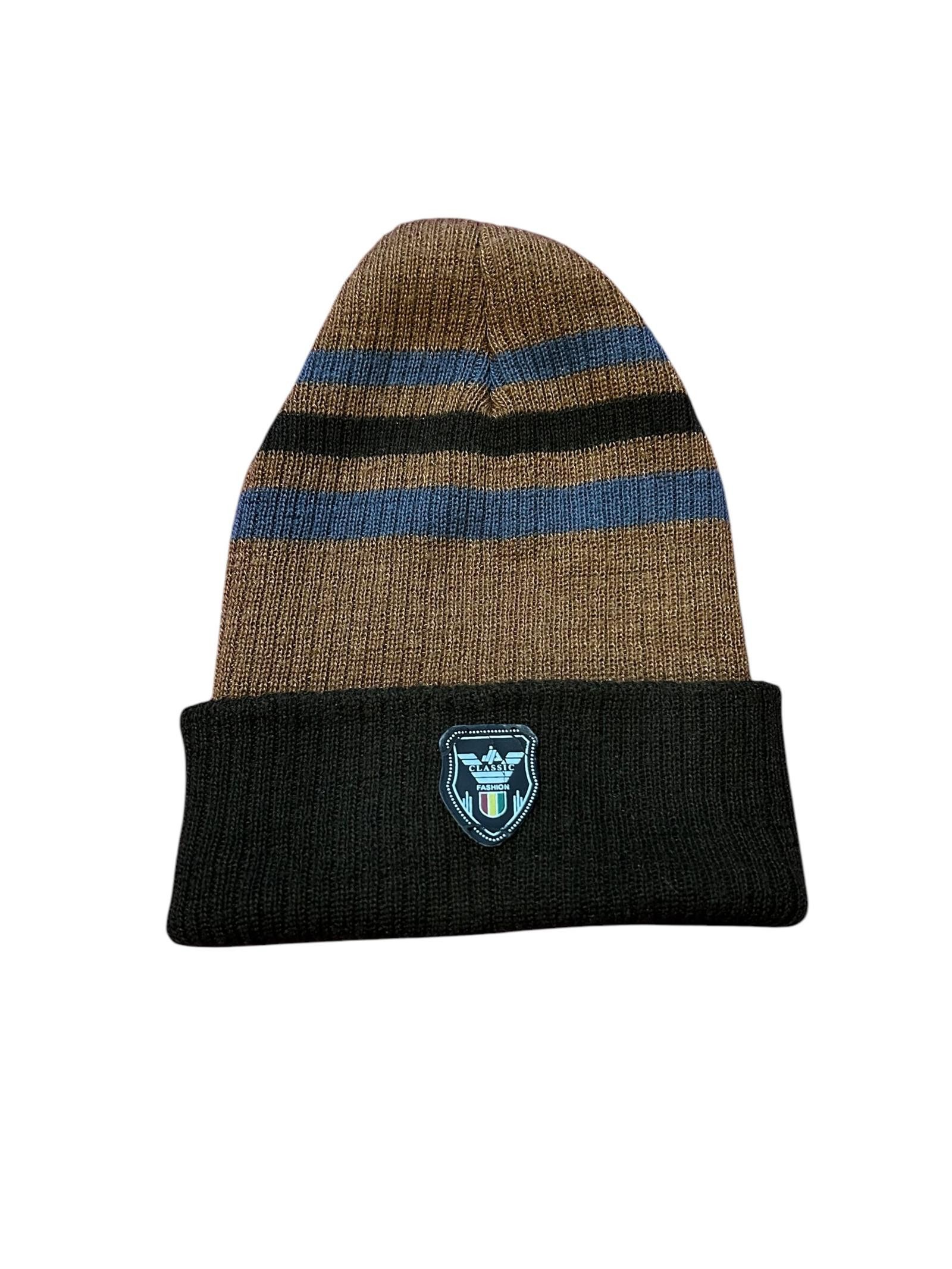 Designer Stylish Striped Knit Beanie from Classic Fashion Size ONE SIZE - 1 Thumbnail