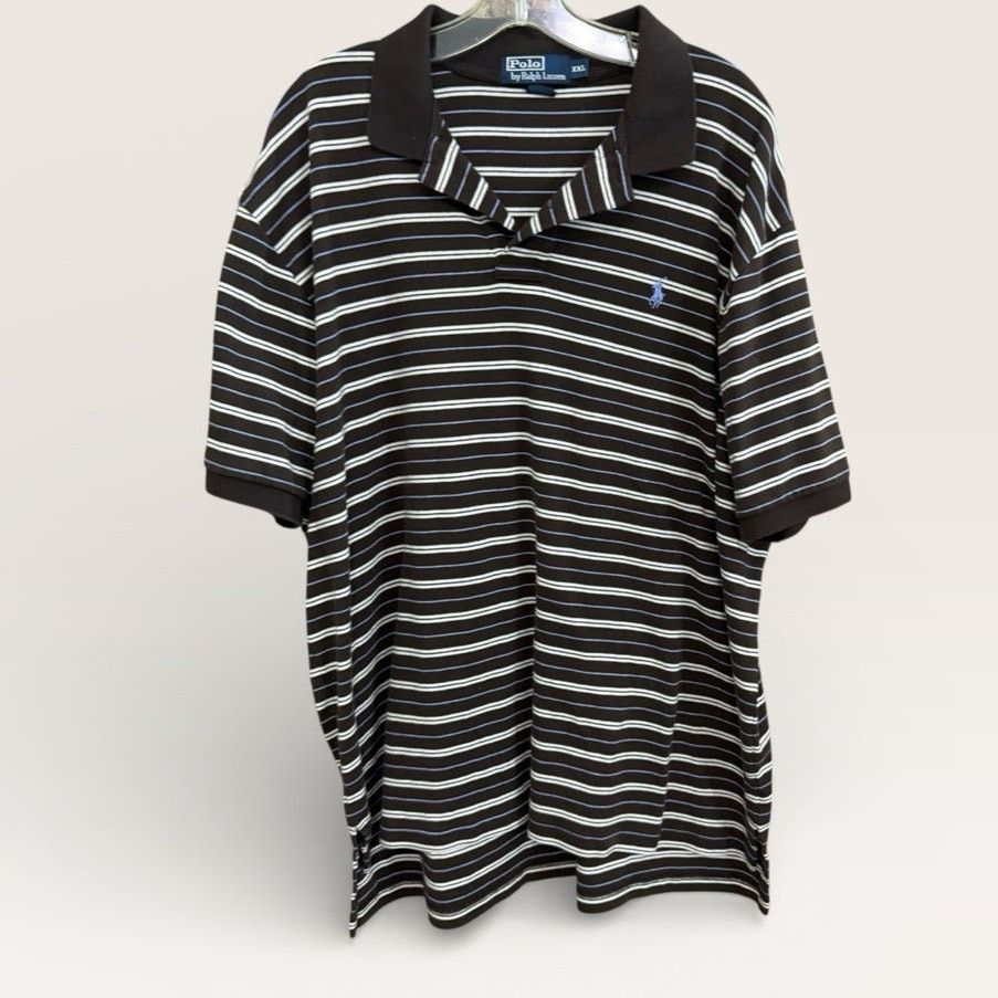 Ralph Lauren Polo Ralph Lauren Size XXL Brown Blue Striped Mens Polo Size US XXL / EU 58 / 5 - 1 Thumbnail
