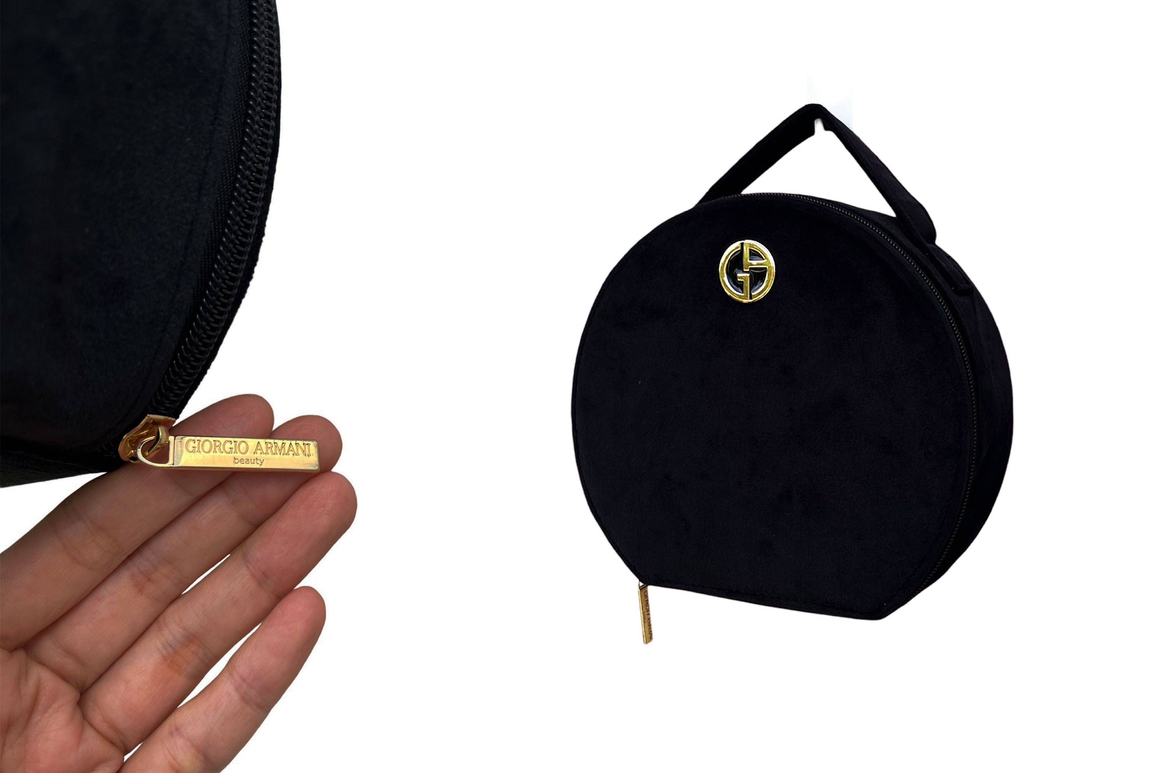 Giorgio Armani Black Velvet Giorgio Armani Beauty Top Handle Makeup bag Grailed