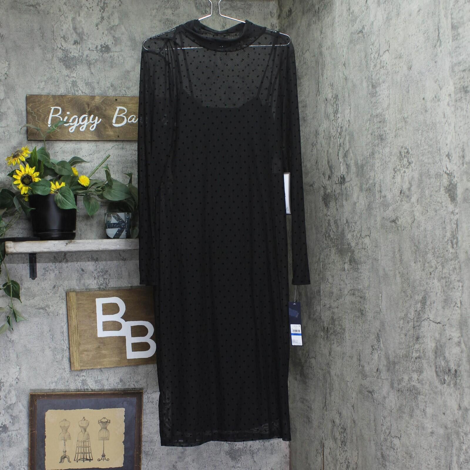 Other Rachel By Rachel Roy Dotted-mesh Mock-neck Dress Black Xl Size XL / US 12-14 / IT 48-50 - 1 Thumbnail